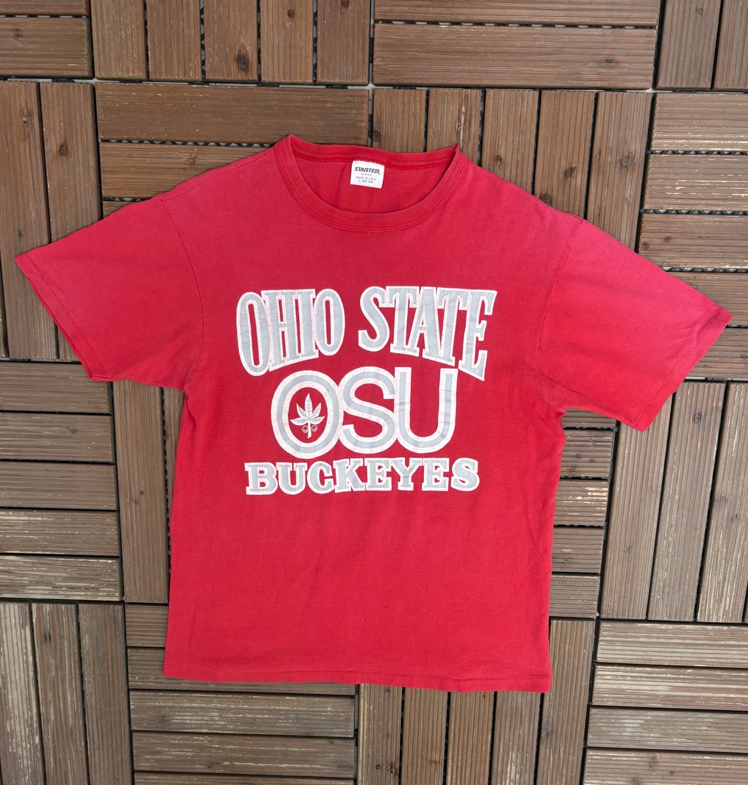 Ohio State Buckeyes Vintage 90s Starter Red T-Shirt Tee Size Large