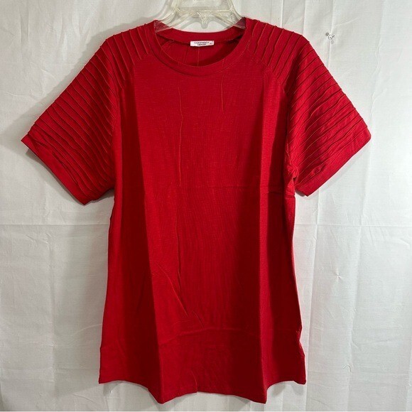COOFANDY Mens Raglan Pleated Sleeve Muscle Fit Gym & Training T-Shirt Red XL