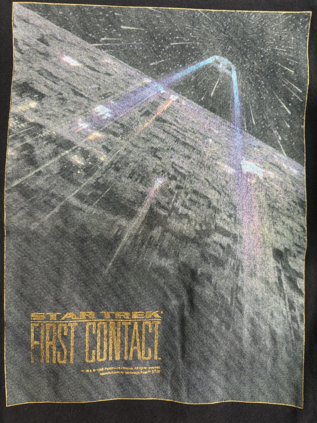 Vintage 1996 Star Trek First Contact Movie T-Shirt Hanes XL Size Single Stitch
