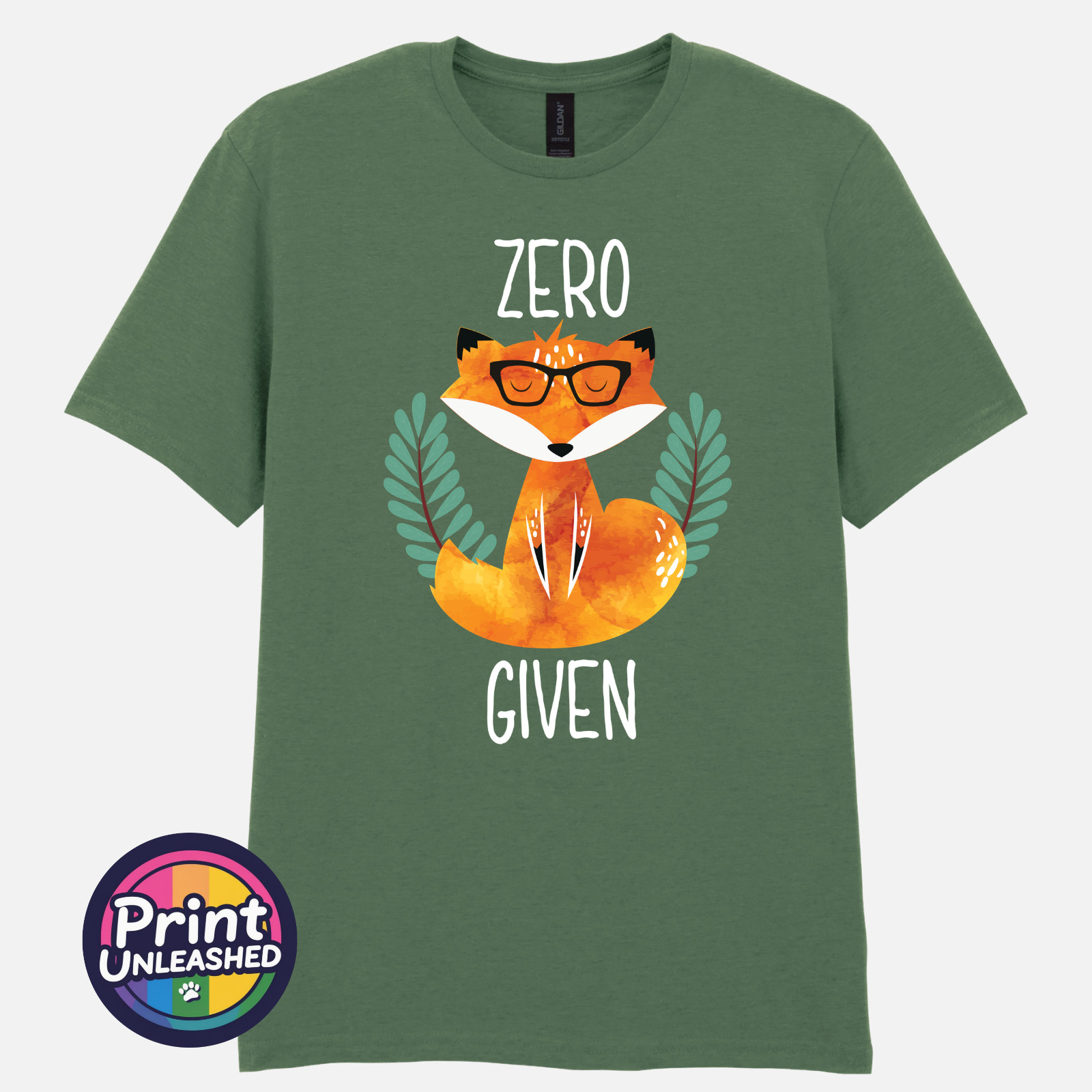 Zero Fox Given Graphic Tee Funny Printed Slogan T-Shirt Zen Fox Print Fun Gift