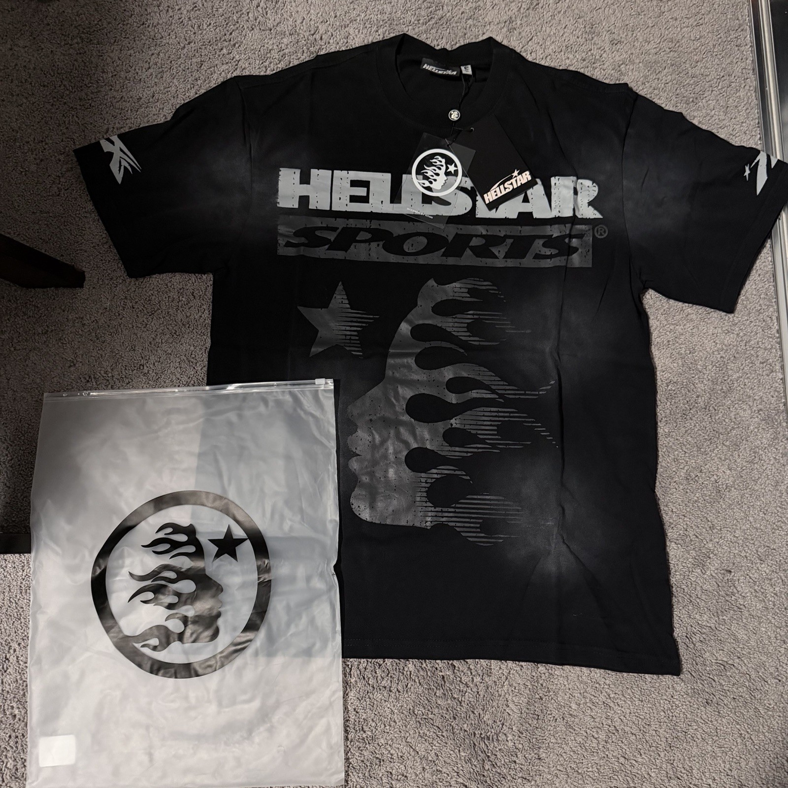 Hellstar Sports Men’s L Black Cotton Jersey Graphic Logo Crew Neck T-Shirt