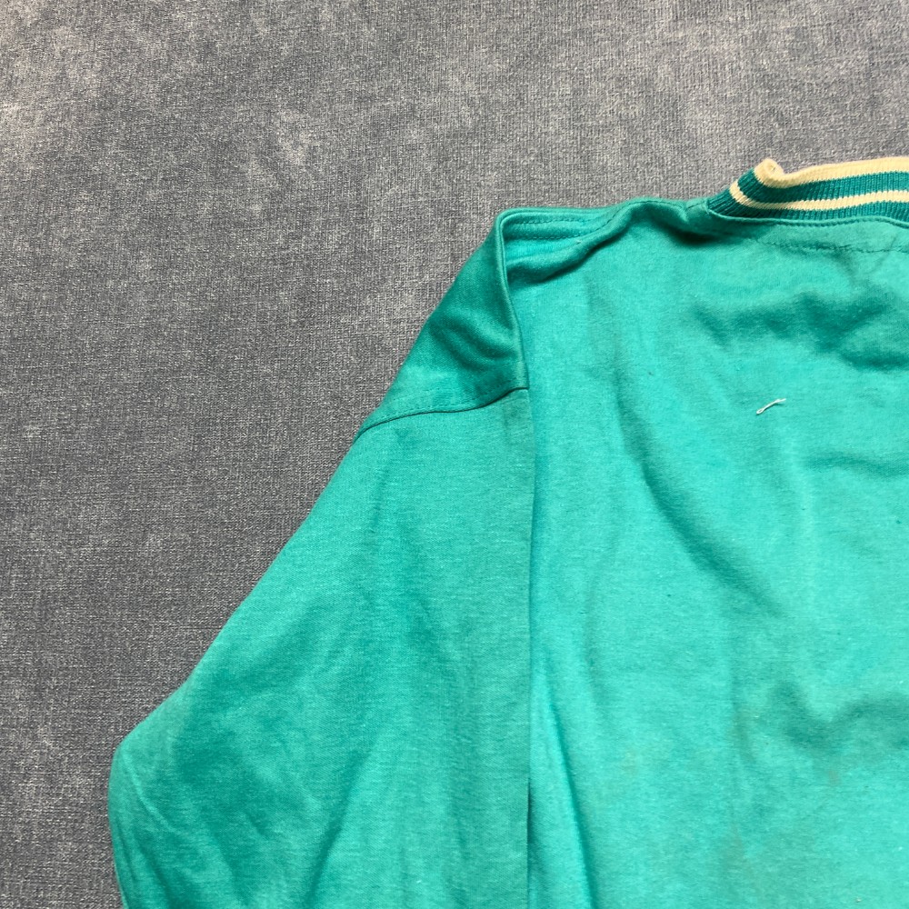 Vintage Rush Fashion Shirt Men Small Green Cotton Ribbed Collar Embroidered Logo