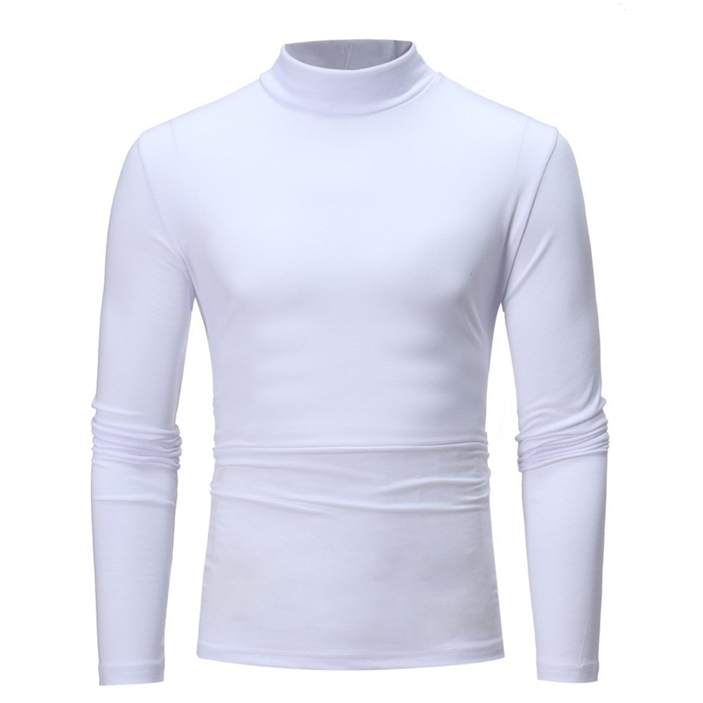 Mens High Neck Long Sleeve Polo T-Shirt Tops Winter Baselayer Turtle Neck Jumper