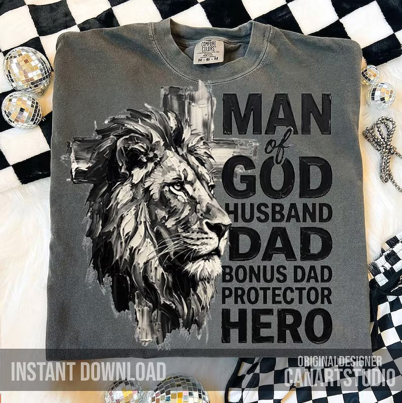 Man Of God Lion Gidan Tee Christian Father Religious Gift