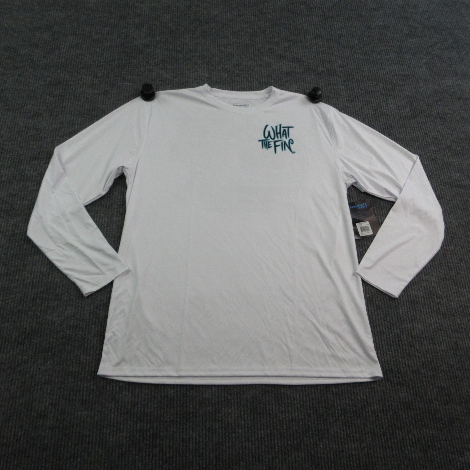 WhatTheFin Shirt Mens 2XL White Long Sleeve Graphic Rum Runner Performance NWT