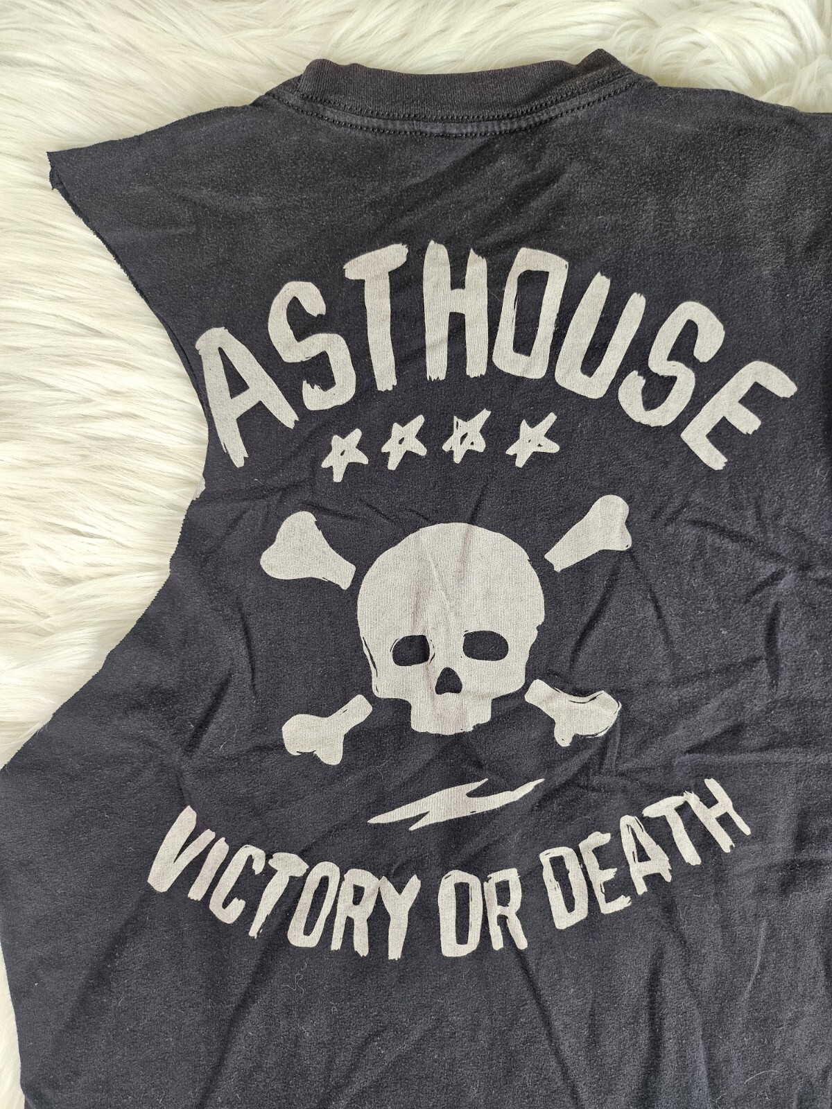 Fasthouse Shirt Mens (M) Cut Sleeves Graphic Print Crew Neck Victory Or Death