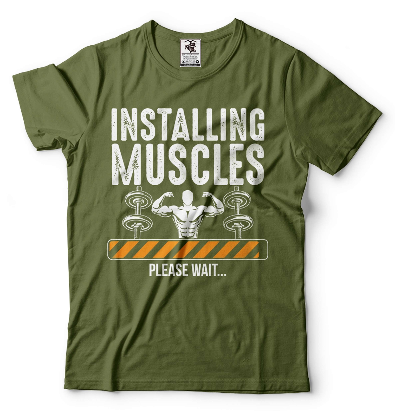 Mens Installing Muscles Shirt Gym Shirts Bodybuilder Shirt Funny Gym Joke Tees