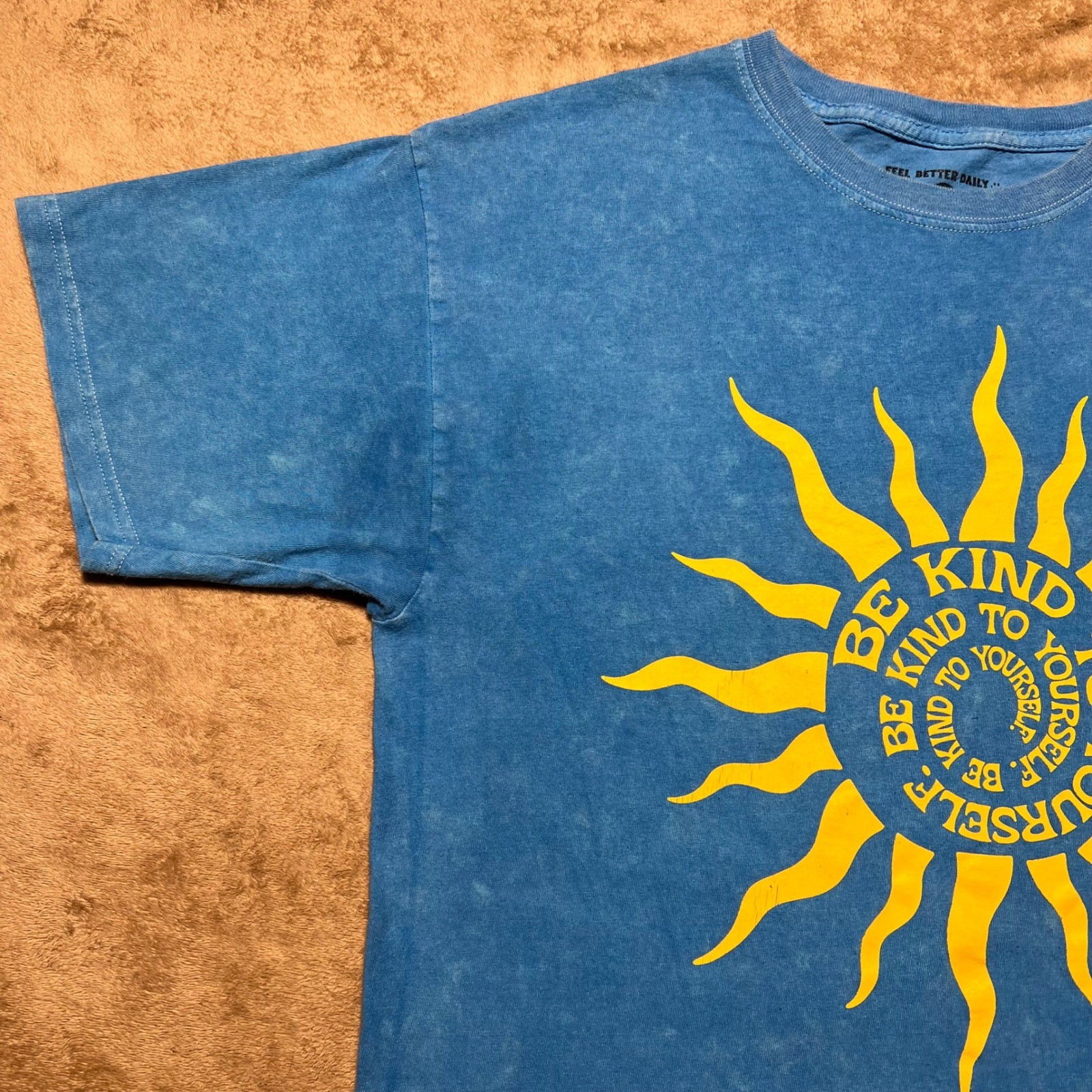 Feel Better Daily Mens Blue Mineral Wash Be Kind To Yourself Sun Graphic Large