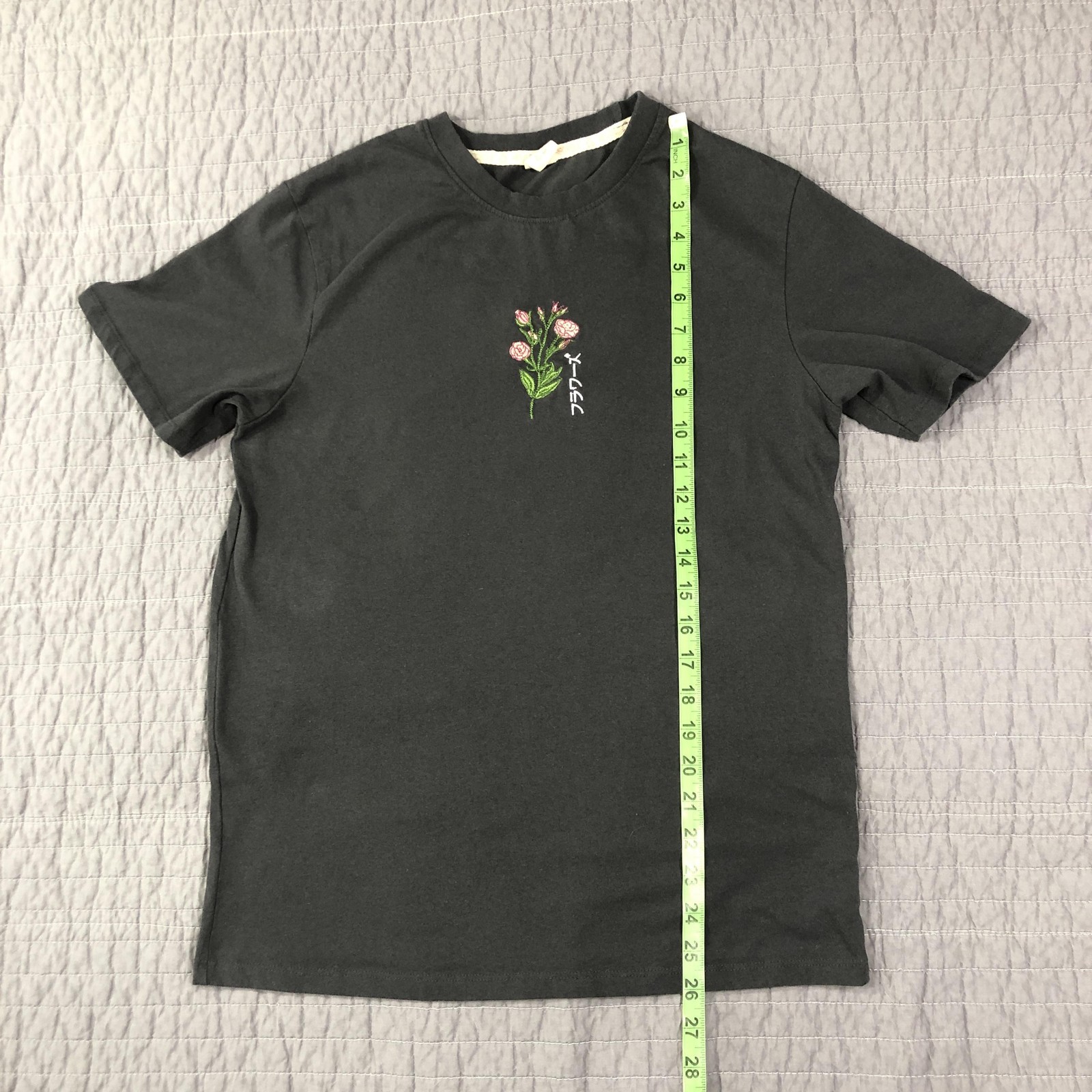 Recycled Threads Shirt Men Small Gray Floral Botanica Embroidered Graphic Tee