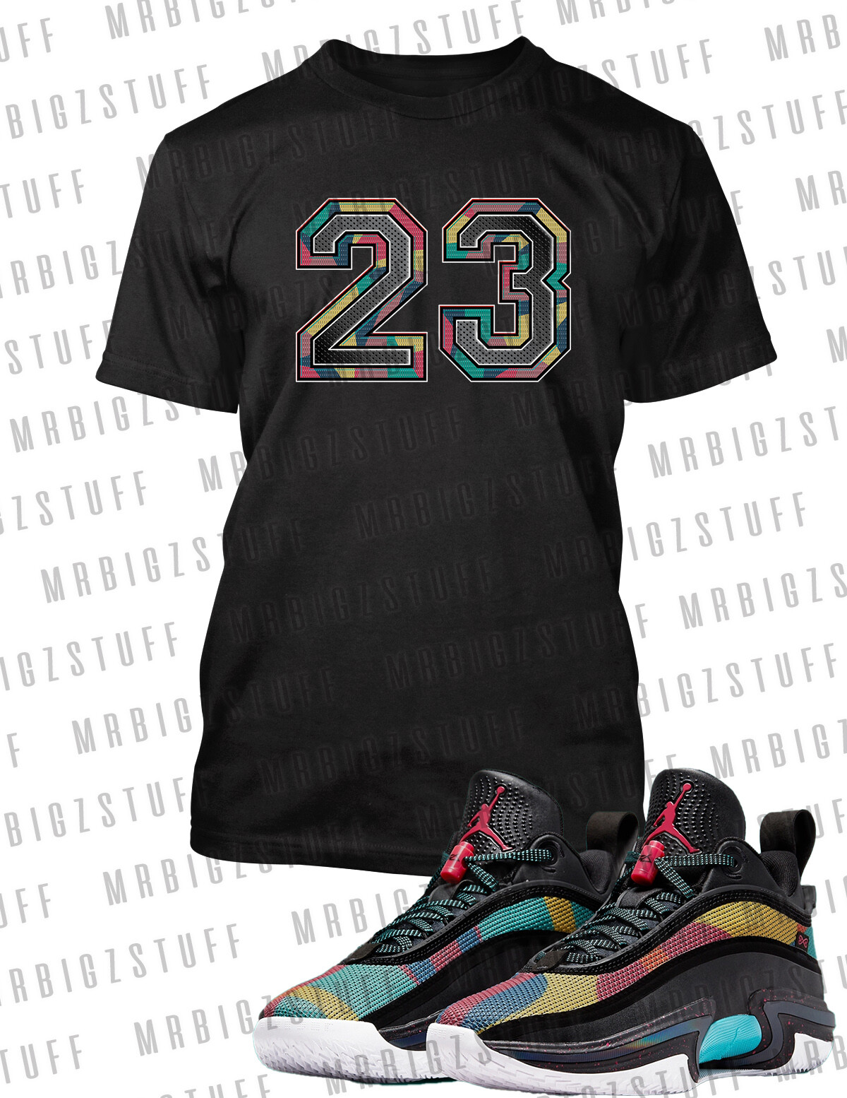 23 Graphic Sneaker Sport Hip Tee Shirt to Match J36 Tapestry Shoe Big Tall SM T