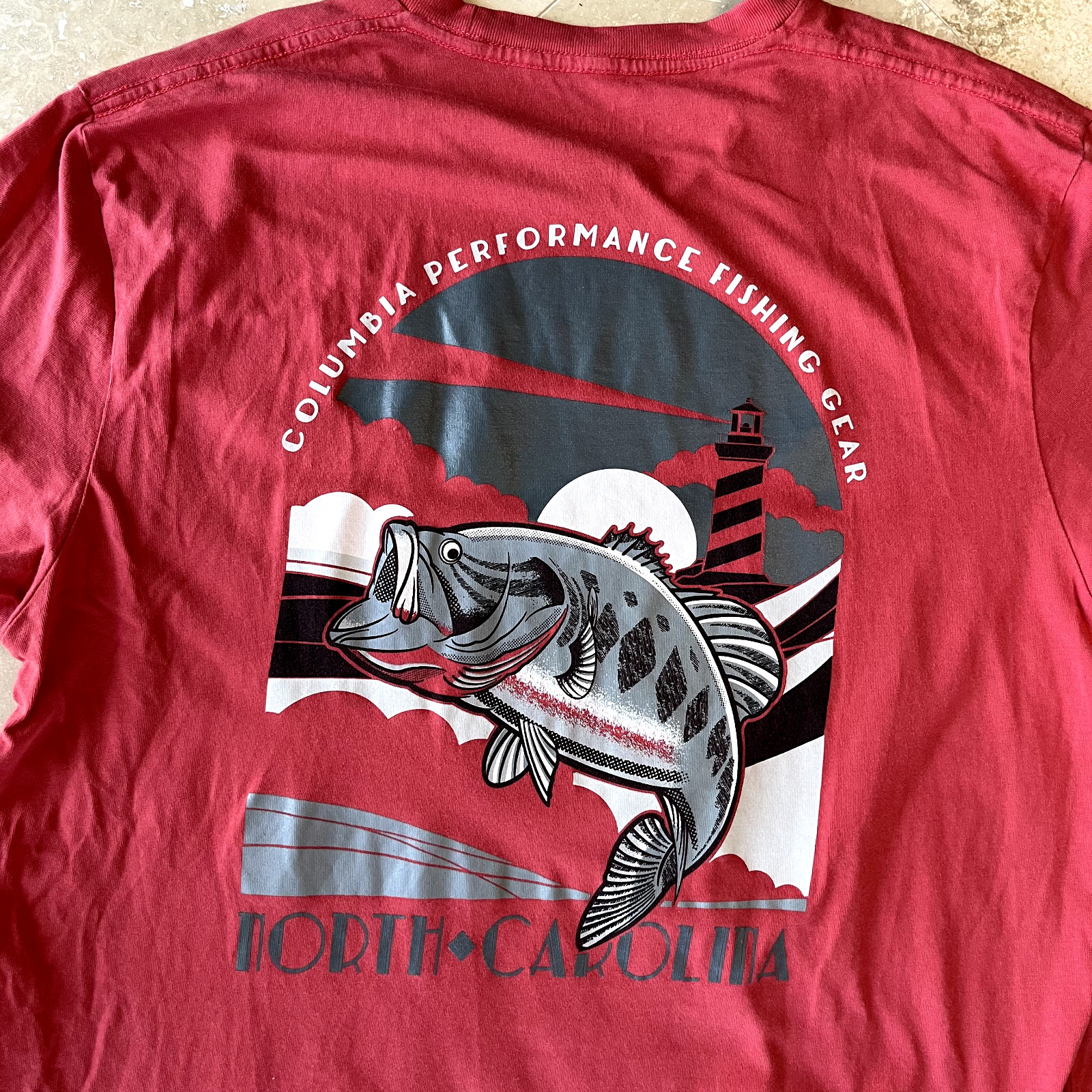Columbia PFG Mens Shirt Large Red North Carolina Cotton Fishing Outdoor