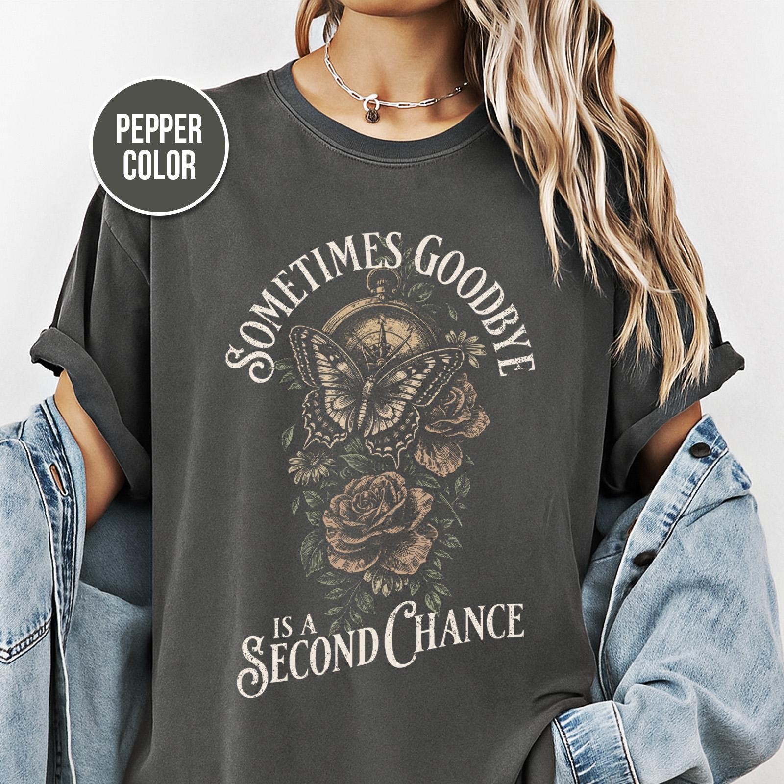 Vintage Botanical Rock Shirt Distressed Butterfly Compass Graphic Tee