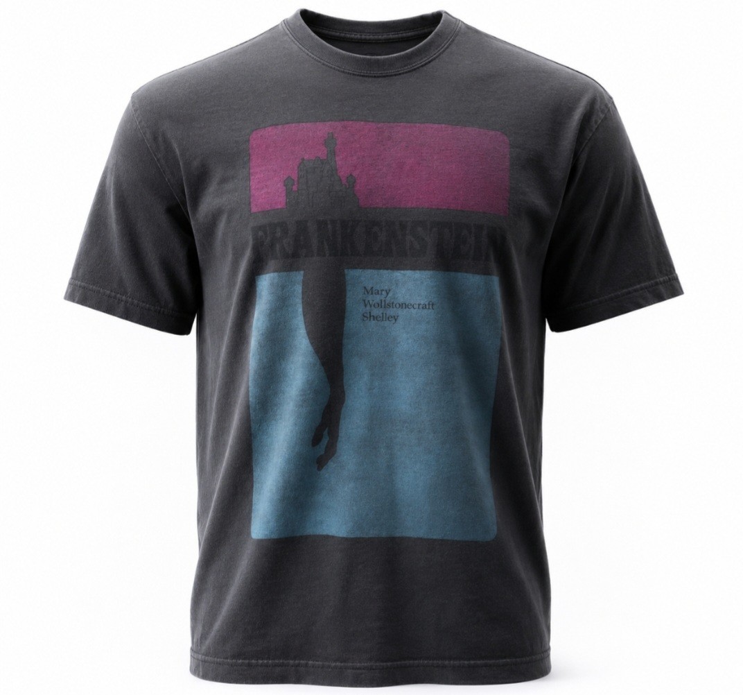 Frankenstein Mary Shelley Graphic Tee Mens Large Gray Gothic Horror Shirt Y2K