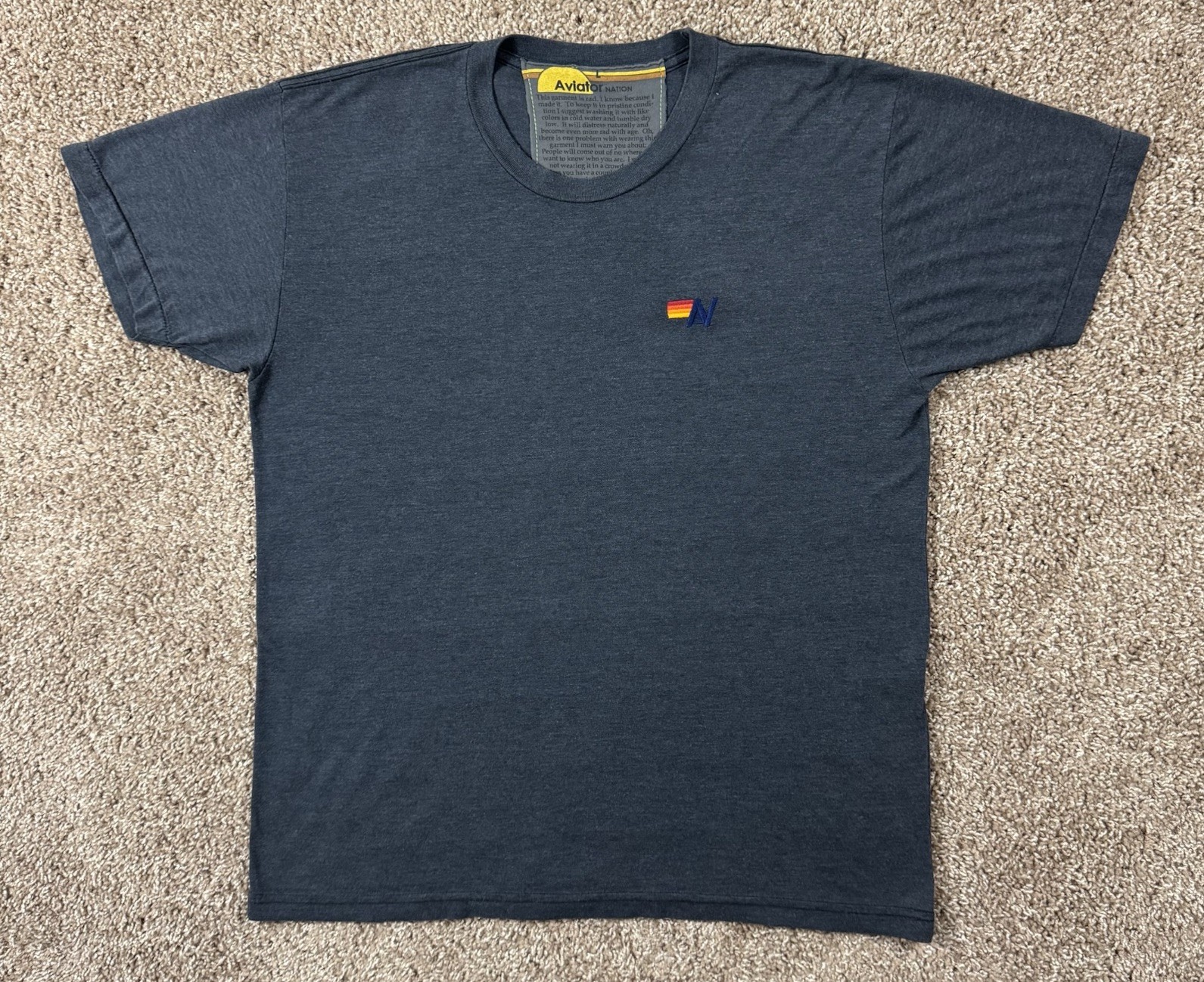 Aviator Nation T-Shirt Mens Size Large Gray Short Sleeve Rayon USA Basic Comfort