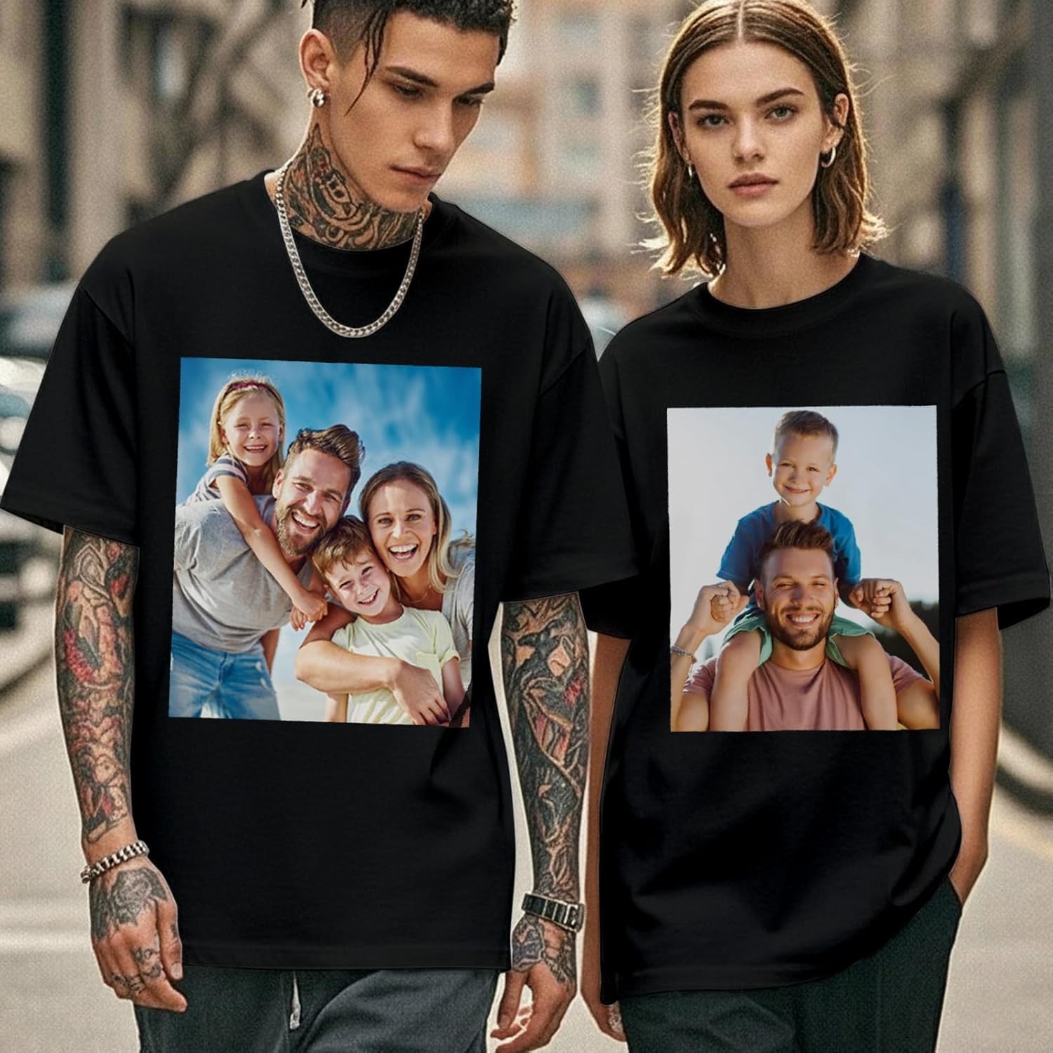 Custom T-Shirt Personalized Unisex Front & Back Print Your Photo Logo Design