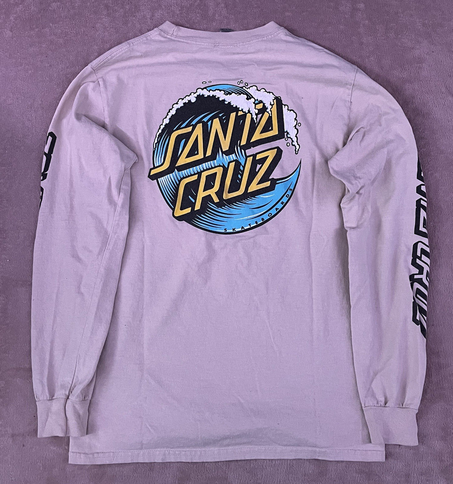 Santa Cruz Men’s Light brown Long Sleeve Graphic T-Shirt Logo Size S