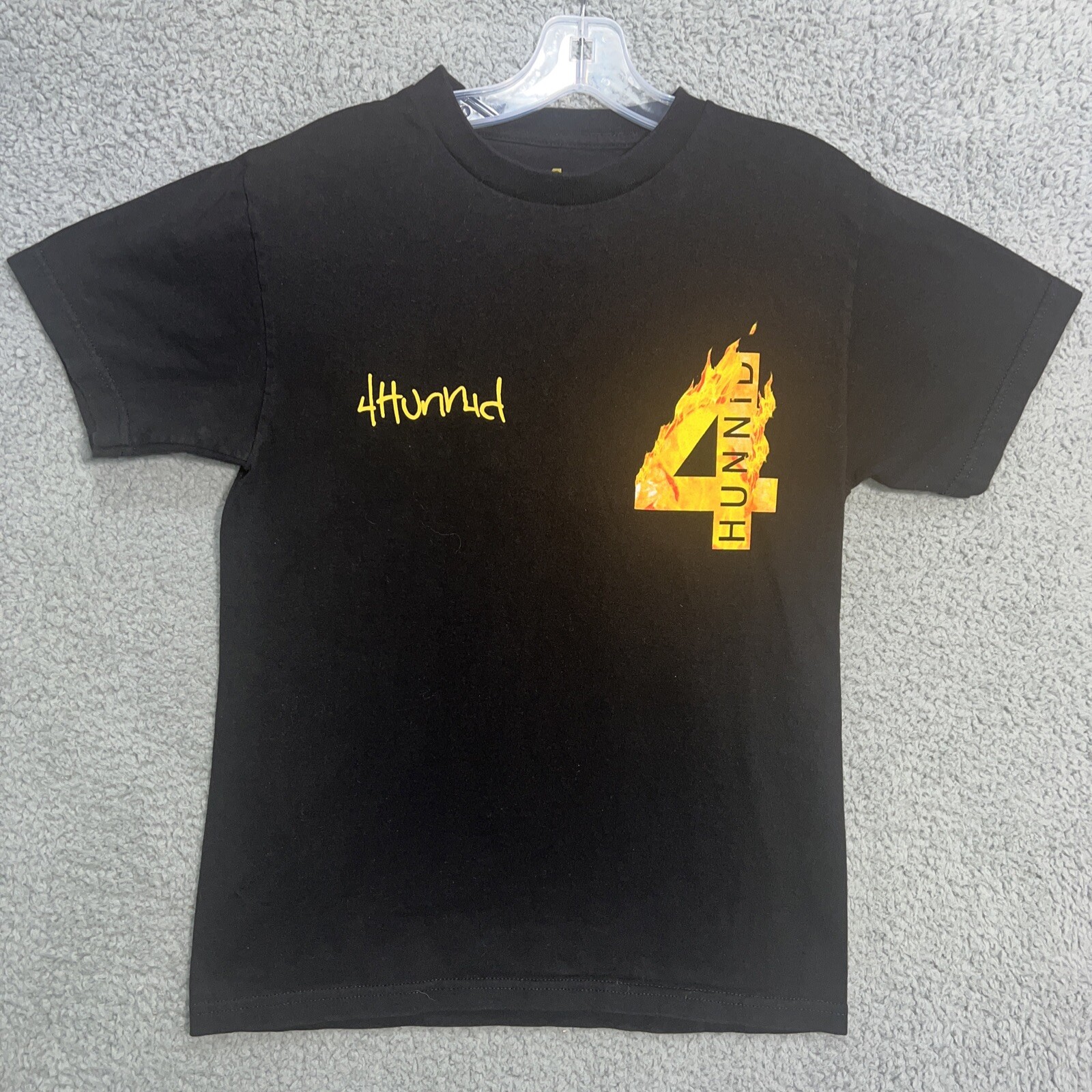 YG 4Hunnid T Shirt Men’s Size S Flame Black Short Sleeve Fire Graphic Logo Tee
