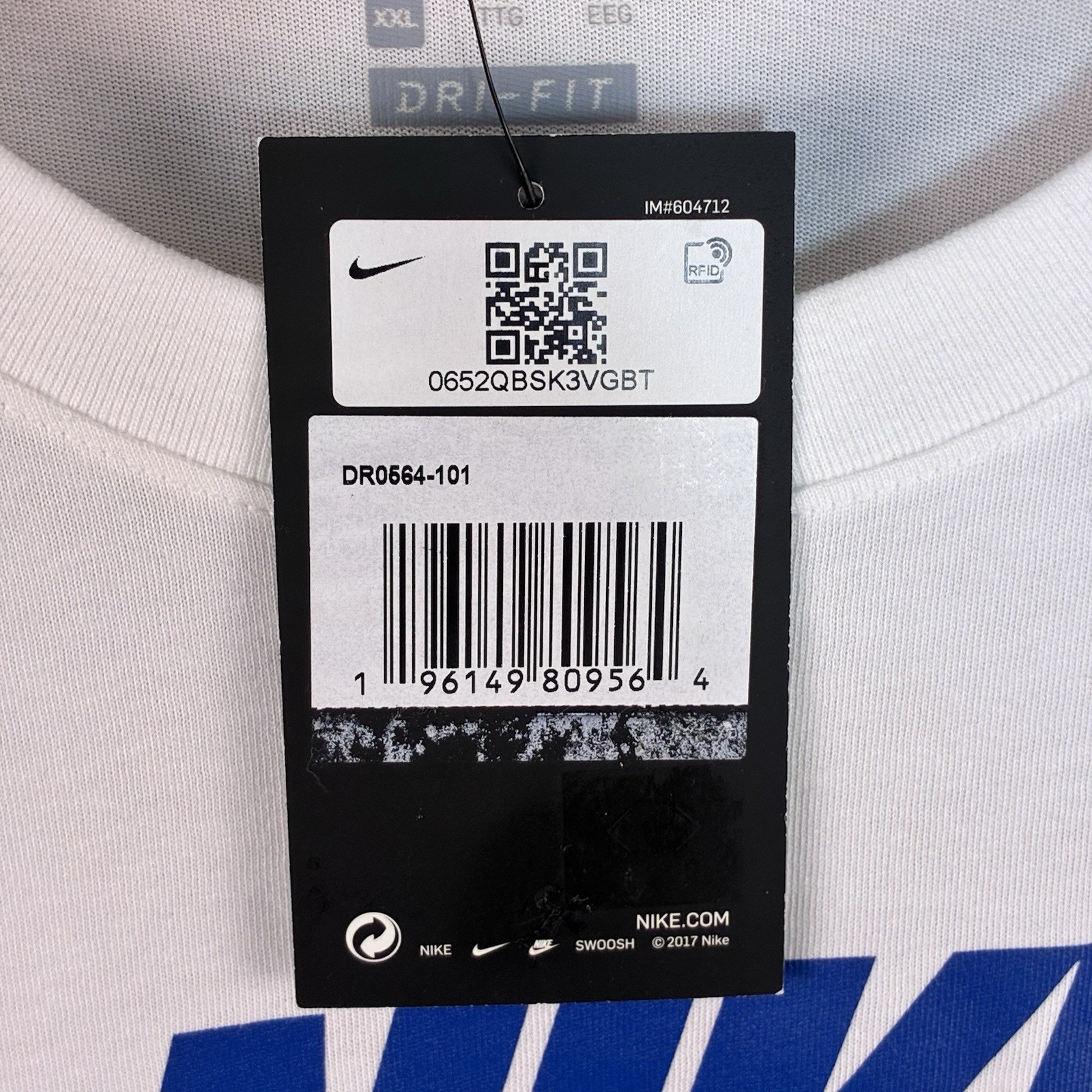 Nike Dri-Fit Men XXL T-Shirt White Blue Futura Big Logo Graphic Tee DR0564-101