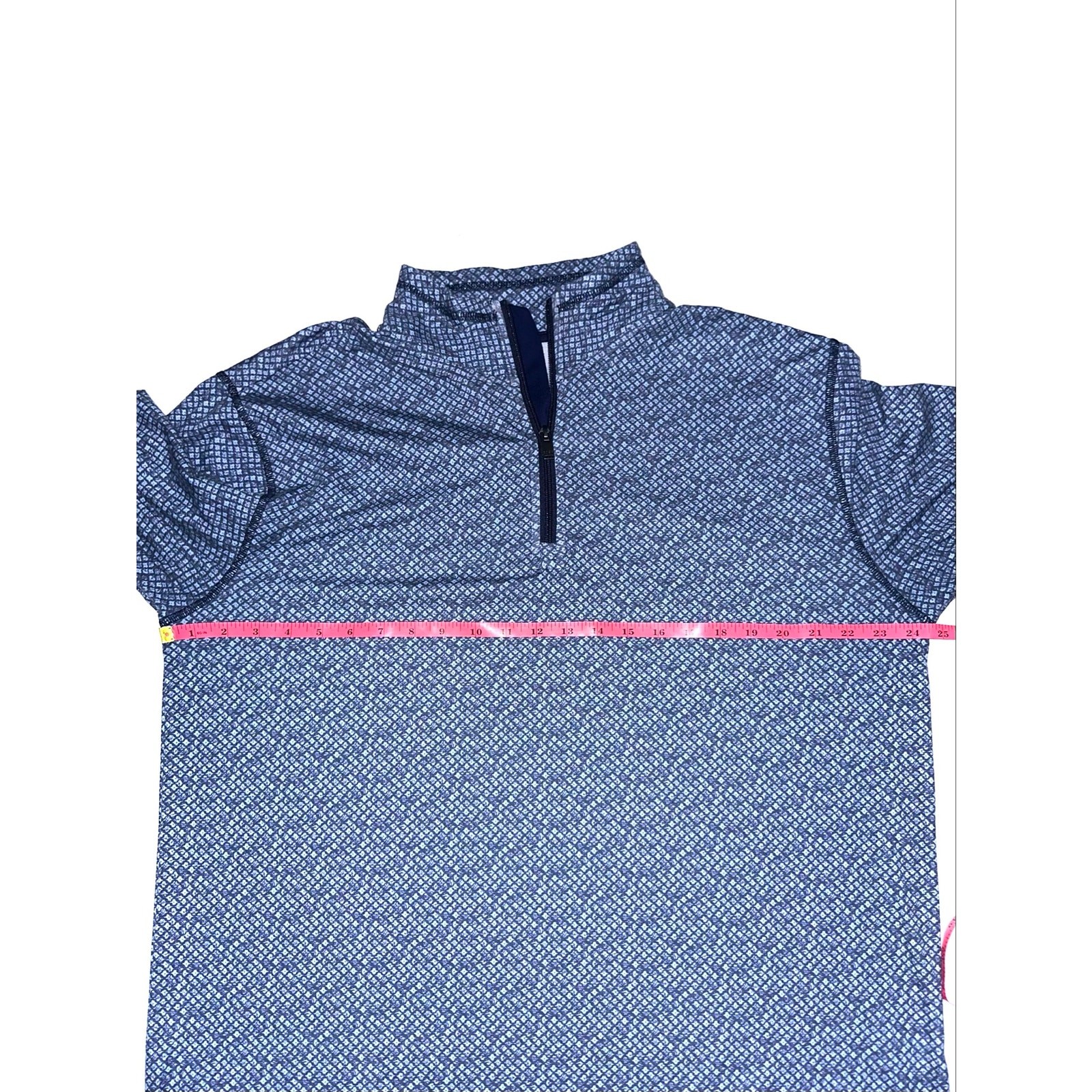 ROWM Mens Blue Pattern Lightweight Quarter 1/4 Zip Long Sleeve Pullover Shirt XL