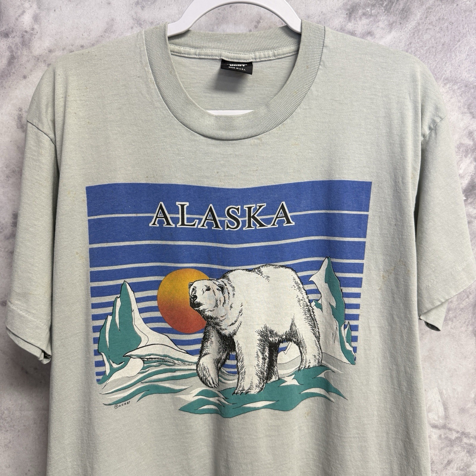 Vintage 80s Alaska Polar Bear T Shirt Screen Stars Best Made in USA Graphic XL