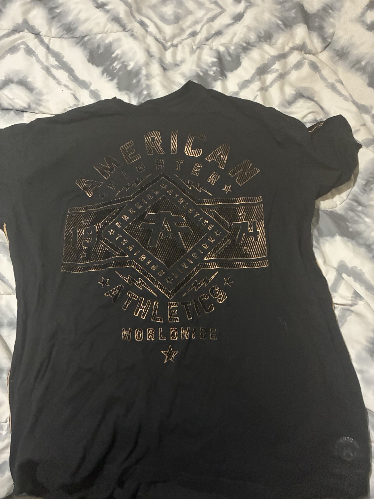 American Fighter Black/Gold Graphic Print Logo Tee Crew Neck 3XL Big & Tall