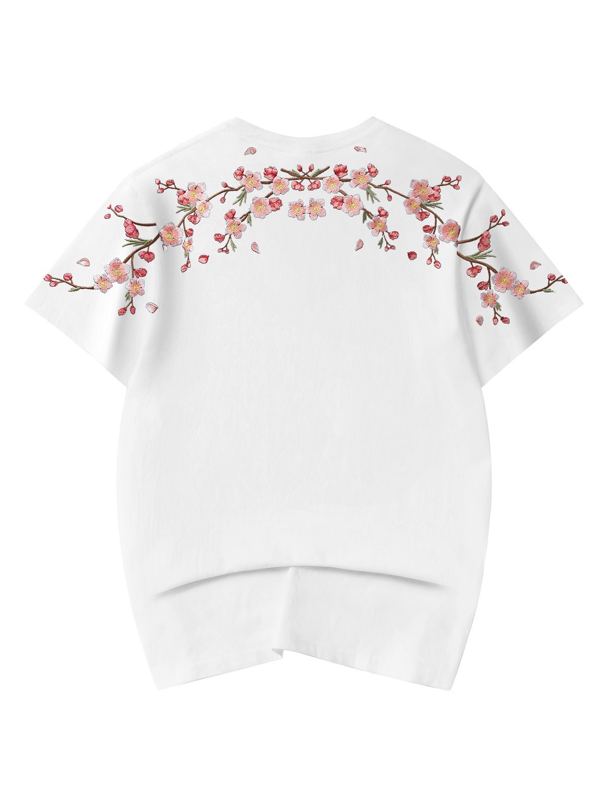 Niepce Men’s Sakura Flowers Embroidery Tee Japanese Streetwear T-Shirt