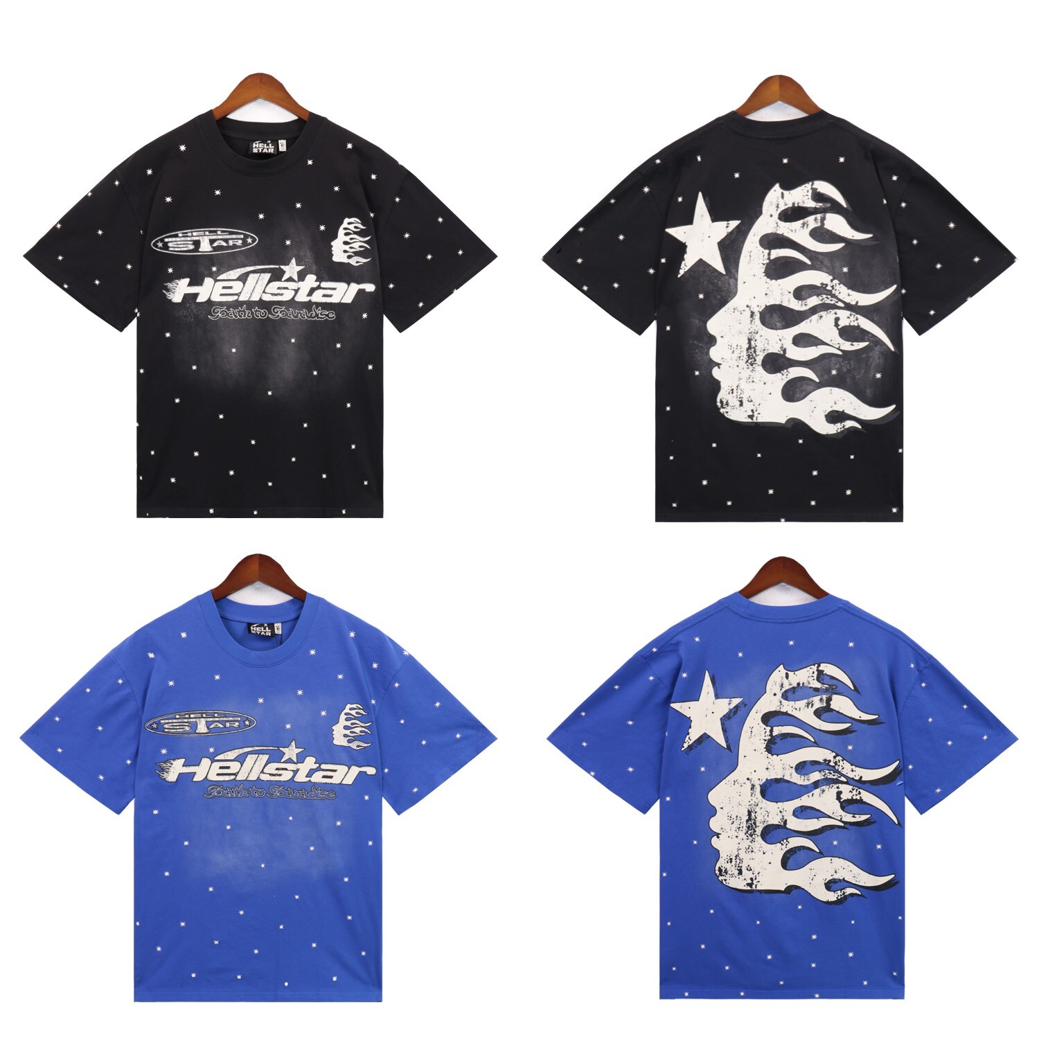 Hell Studios star Gel Sport Logo tee Men’s Cotton Washed Short sleeved T-shirt