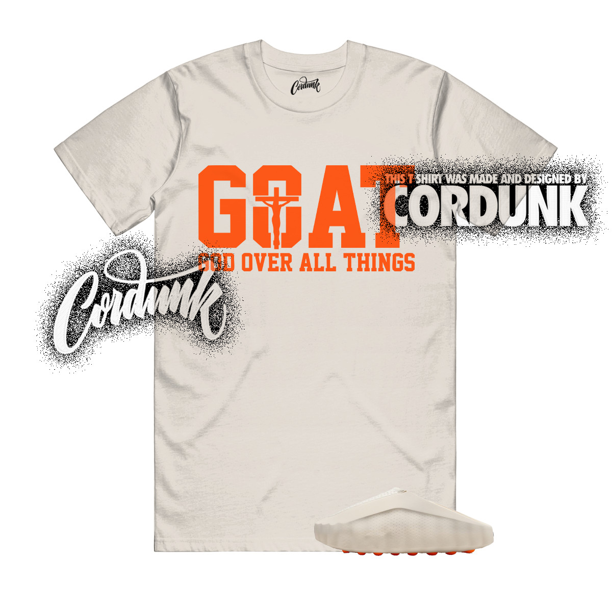Mind 001 Slide Light Bone Hyper Crimson Buff Chrome T Shirt Match GOAT