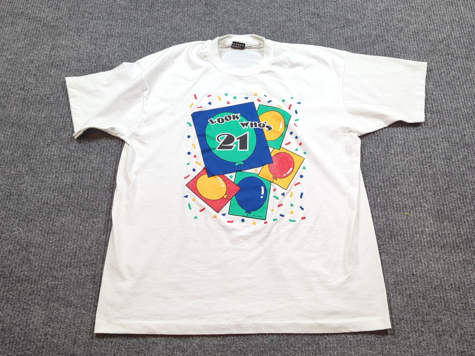 Vintage Birthday Shirt Mens XL 21 Single Stitch Celebrate Fruit Of The Loom 90s