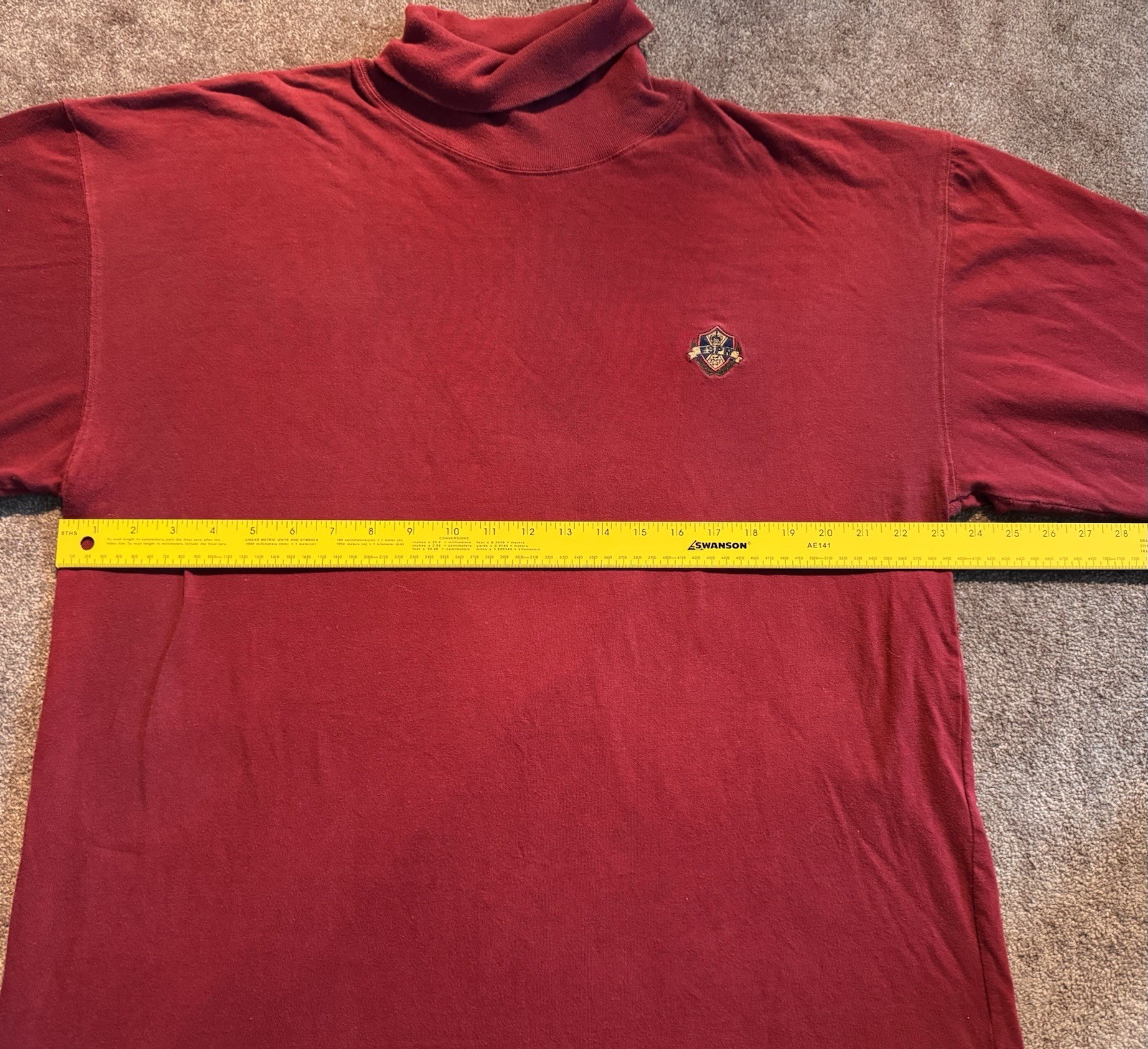 VTG ESPN The Store Turtleneck Sz L Red Sports TV Embroidered 90s