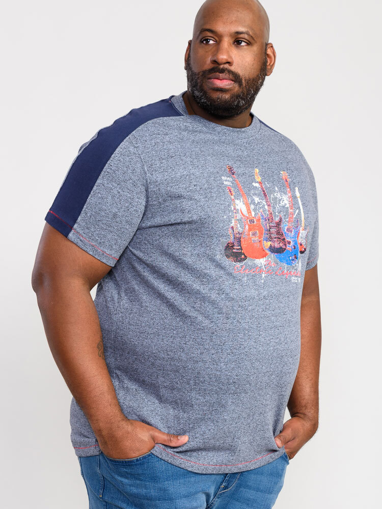 D555 Duke Big Mens Electric Legends Guitar Printed T-Shirt Blue 2XL-6XL (601320)