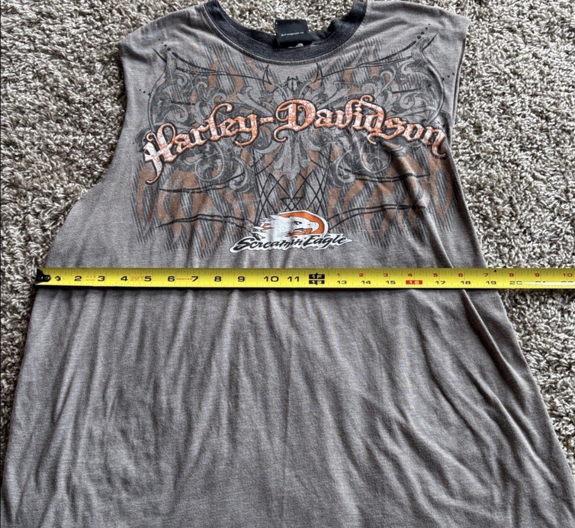 Harley-Davidson Vintage Screamin Eagle Men’s Cuff Off Grey Shirt Size XL