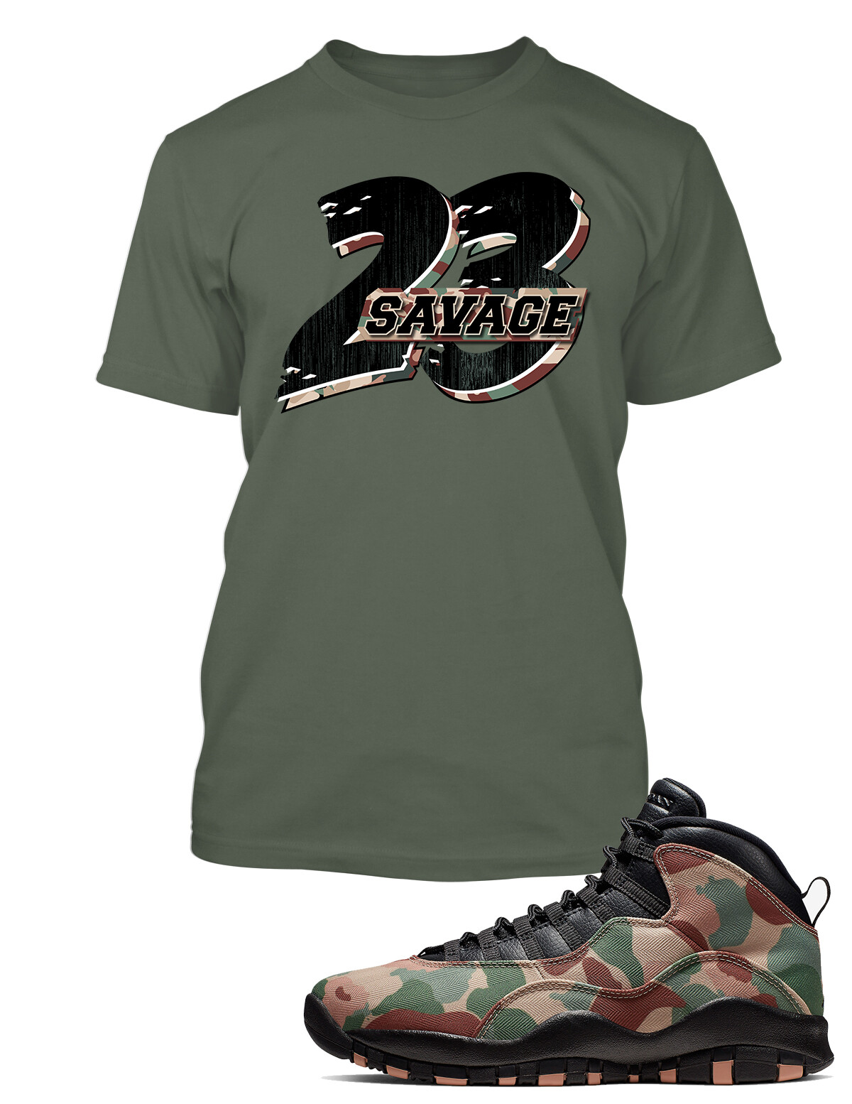 23 Savage Graphic Sneaker Sport Tee Shirt Match J10 Duck Camo Pro Club Shaka T