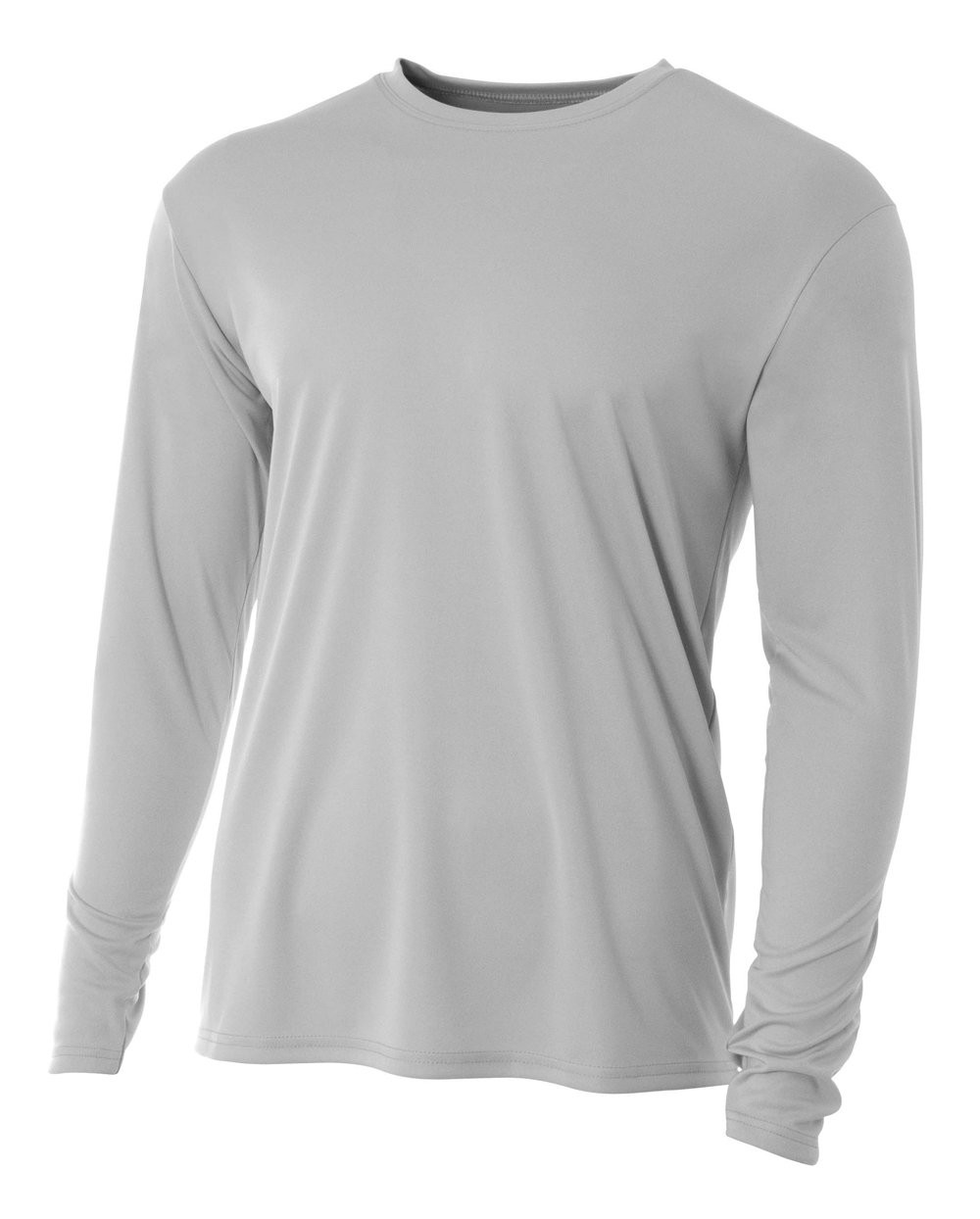 Mens Cooling Performance Long Sleeve Crew, Large, Silver