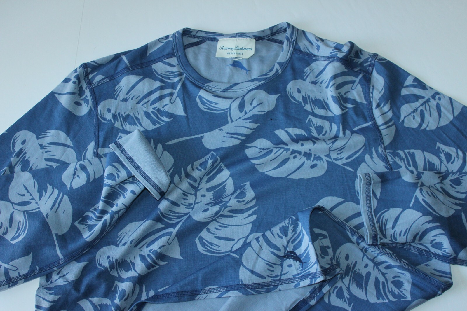 Tommy Bahama T Tee Shirt Leaf The Sun Reversible Dockside Blue LS XX-Large XXL