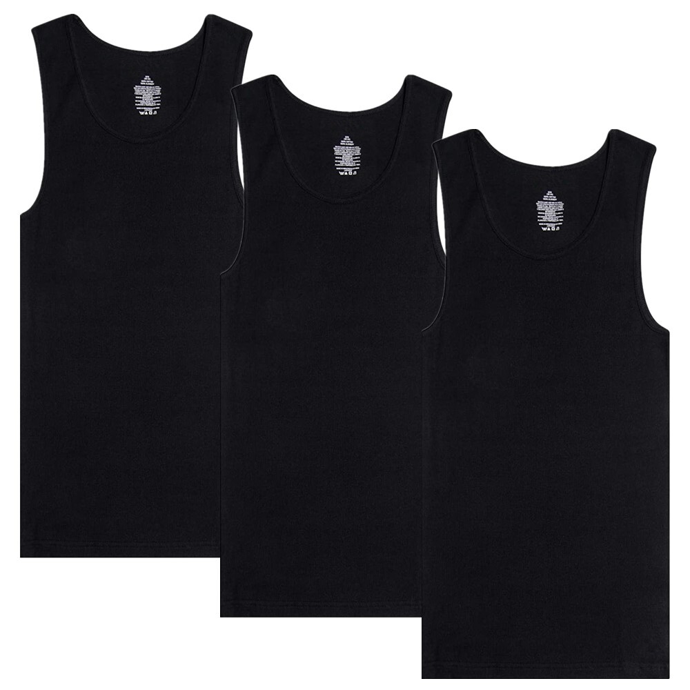 3-12 Packs Men 100% Cotton Ribbed Tank Top A-Shirt Wife Beater Undershirts Lot
