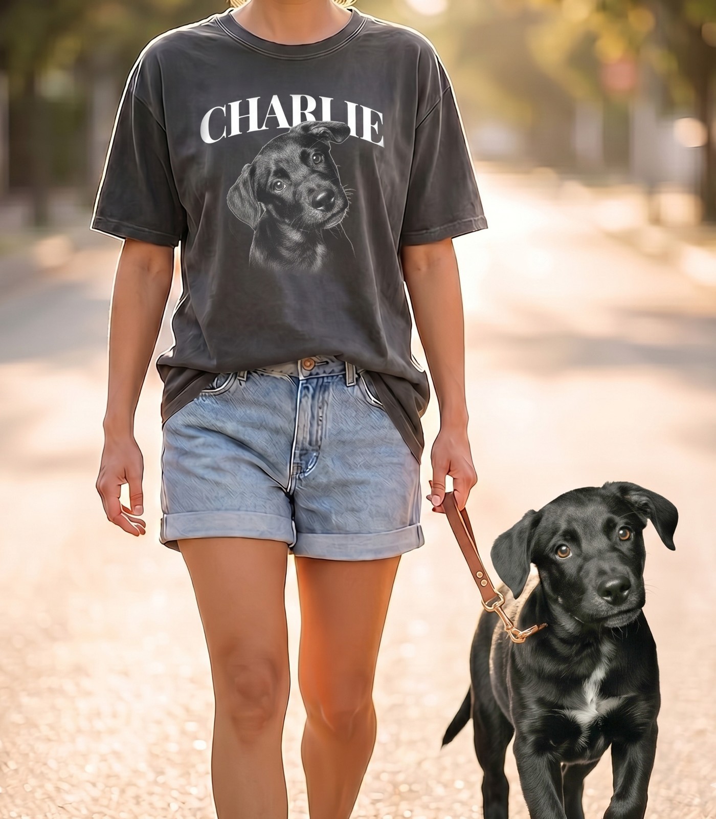 Custom Pet Photo Shirt Personalized Dog Portrait Tee With Name Funny Dog Dad Gif