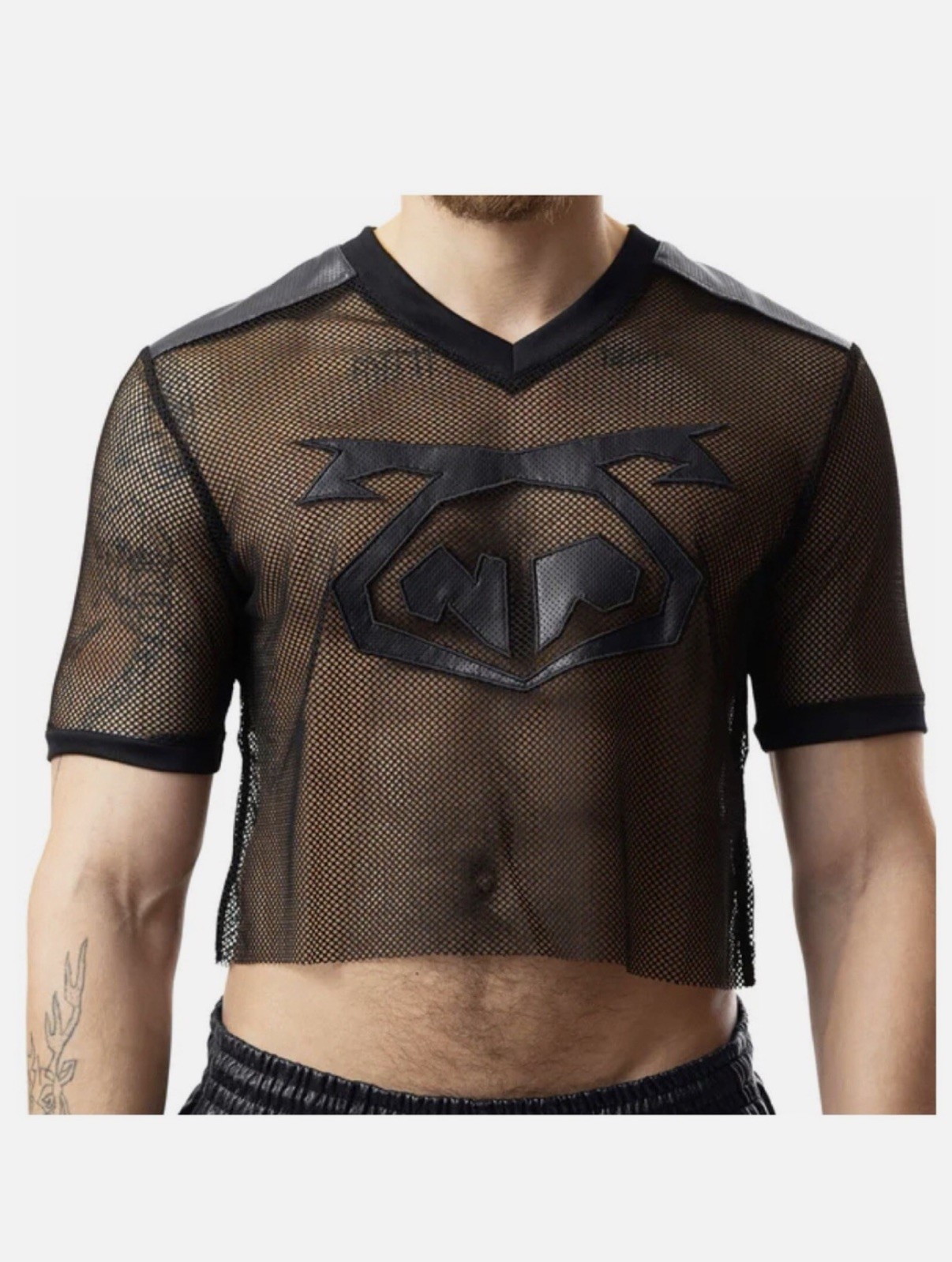 Nasty Pig Mesh Black Honcho Football Jersey Crop Cut Off Gay L Large Poly blend