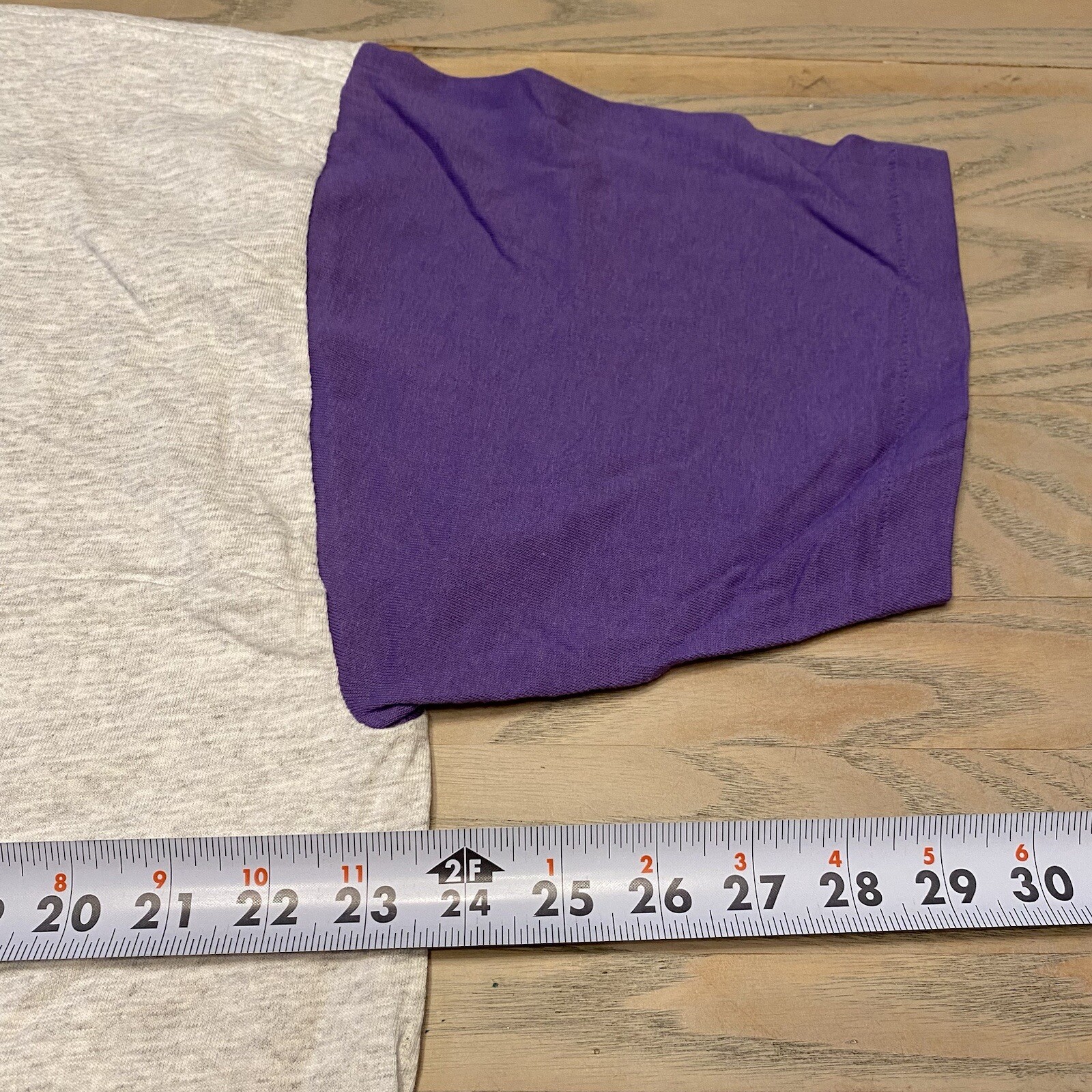 VTG Belton Designer Knits Gray Purple Contrast Sleeves Mens XL Single Stitch USA