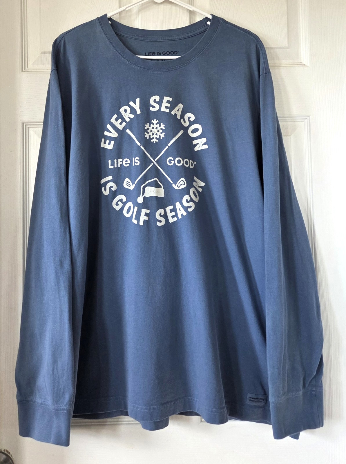 LIFE IS GOOD Men’s Blue Crusher T-Shirt Every Season Is Golf Season Size XXL
