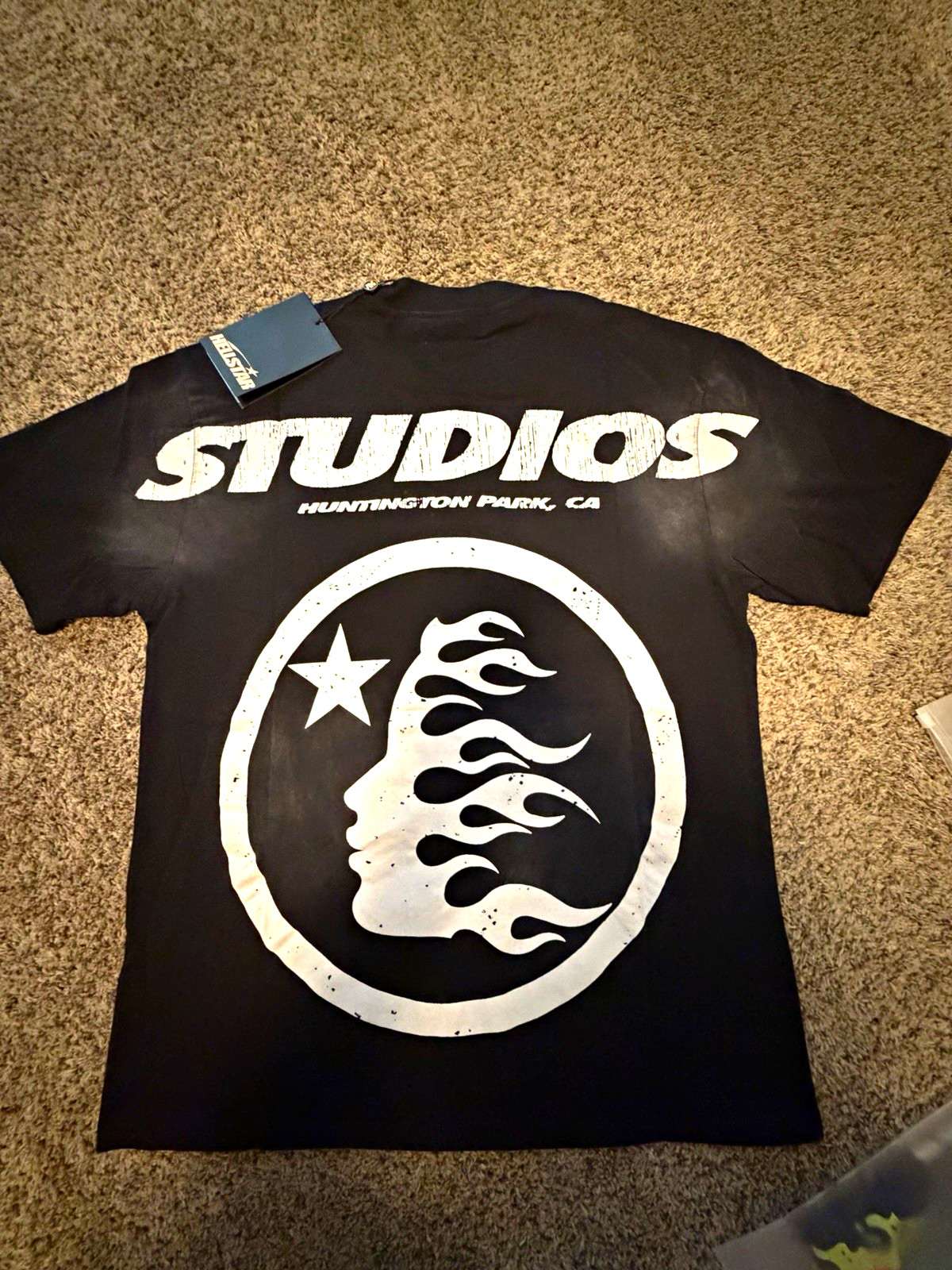 Hellstar Black Graphic Logo T-Shirt Cotton Jersey Crew Neck Short Sleeve Size M