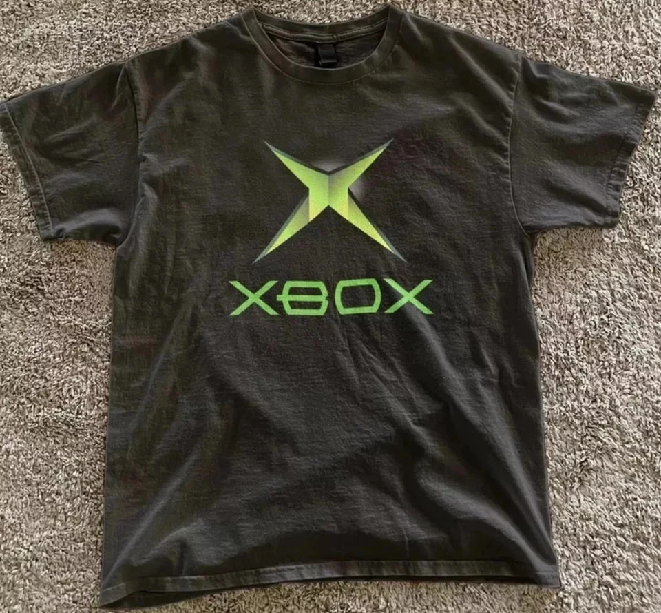 Original Xbox logo green black tee Vintage Gaming Shirt Y2k Xbox