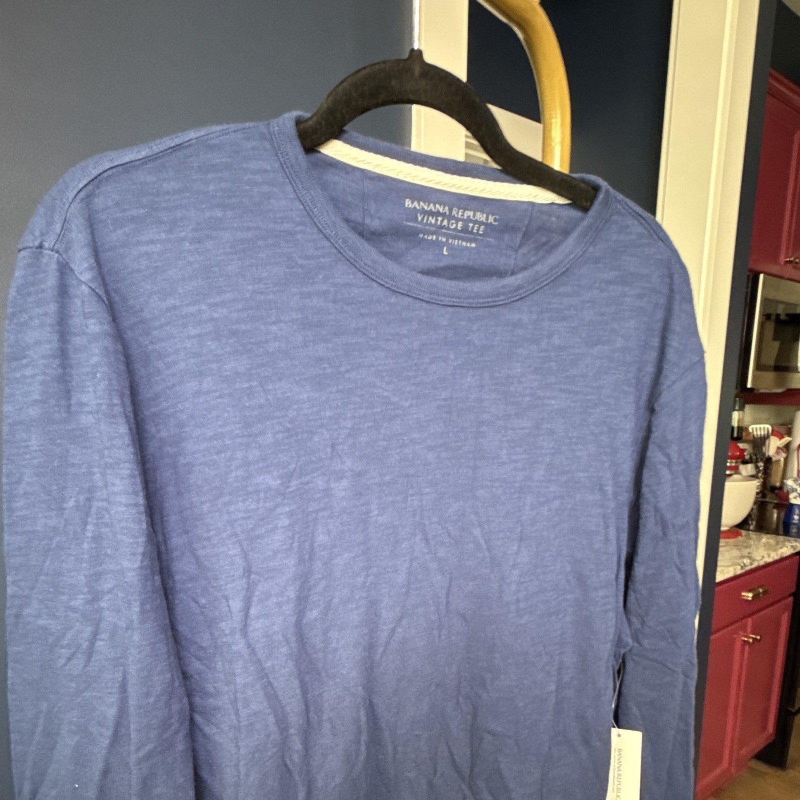 Banana Republic Vintage Tee Men’s Blue Solid Long Sleeve Crew Neck T-Shirt L