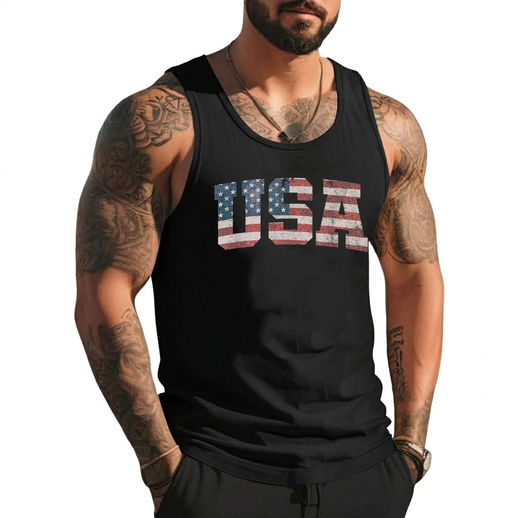 USA US Flag Patriotic 4th of July America Tank Top