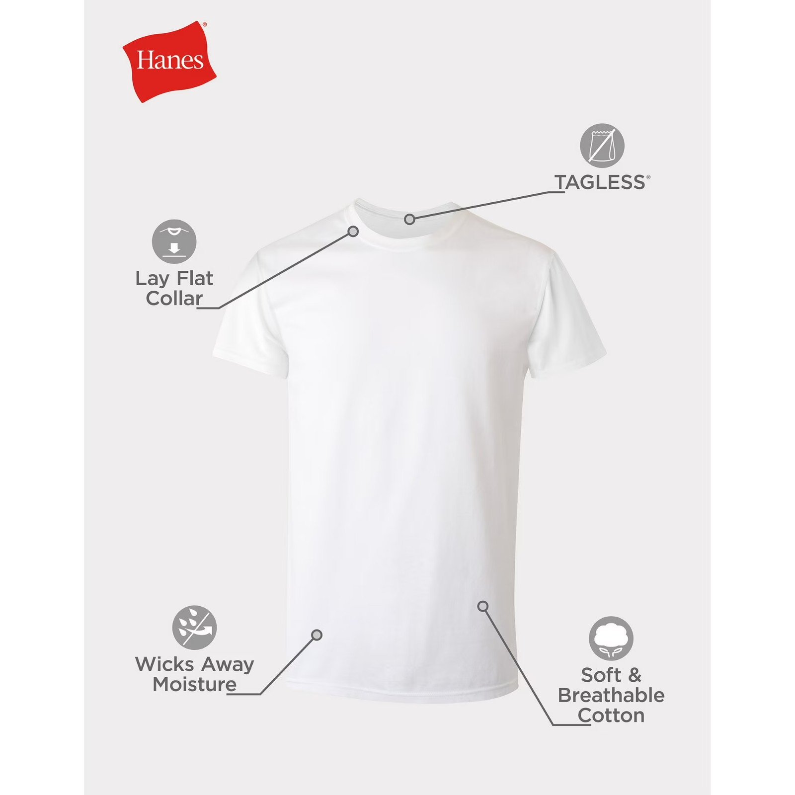 10 Pack Hanes Men’s Super Value Pack White Crew T-Shirt Undershirts, Comfort