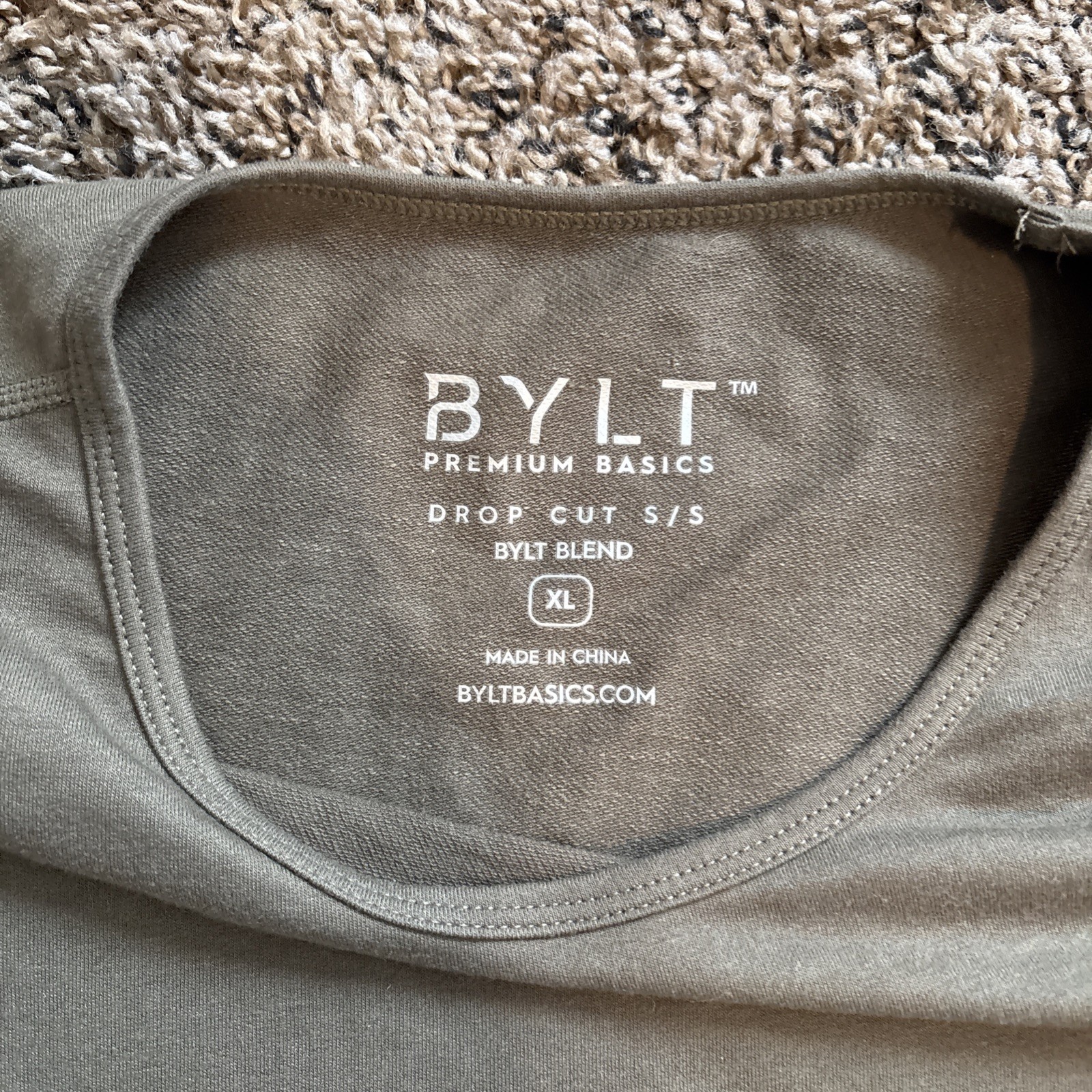 Men’s BYLT Premium Basics Drop Cut Short Sleeve T-shirt Dark Olive Size XL