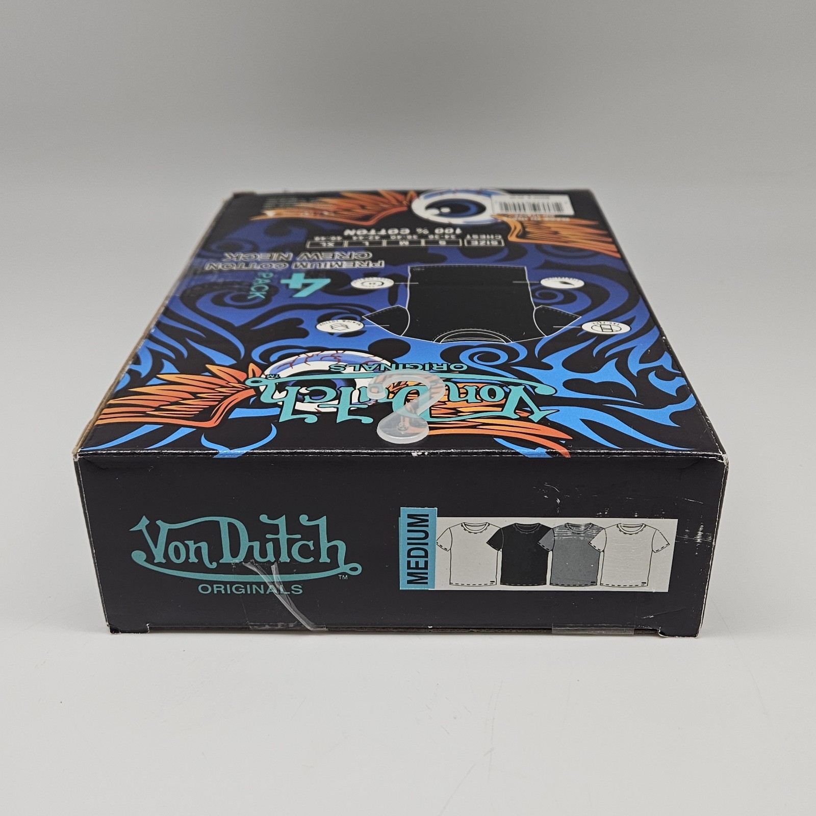 4 Pack VON DUTCH White Gray Black Cotton Crew Neck T-Shirt Set Men’s S M L XL