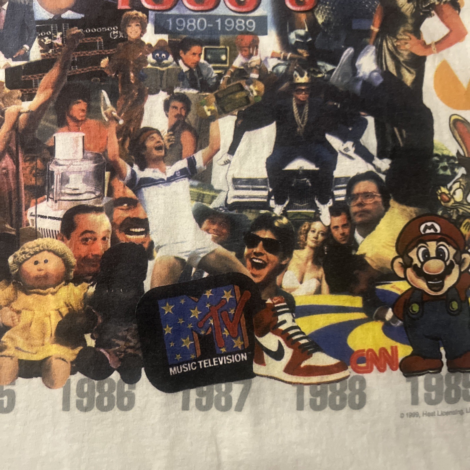 Vintage Decade Rap 80s History Large Mario 1980-1989 Pop Culture Jordan T Shirt