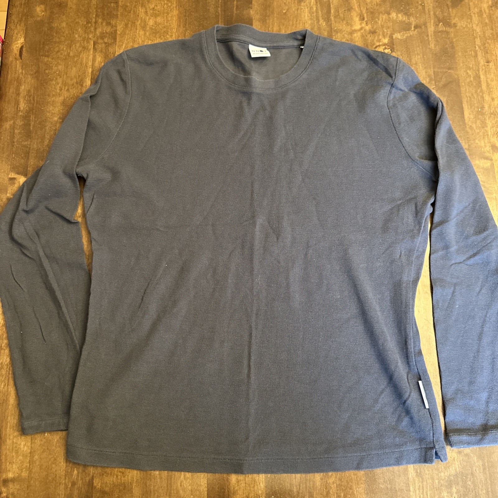 NN07 No Nationality Shirt Mens Small Gray Clive 3323 Waffle Thermal Long Sleeve