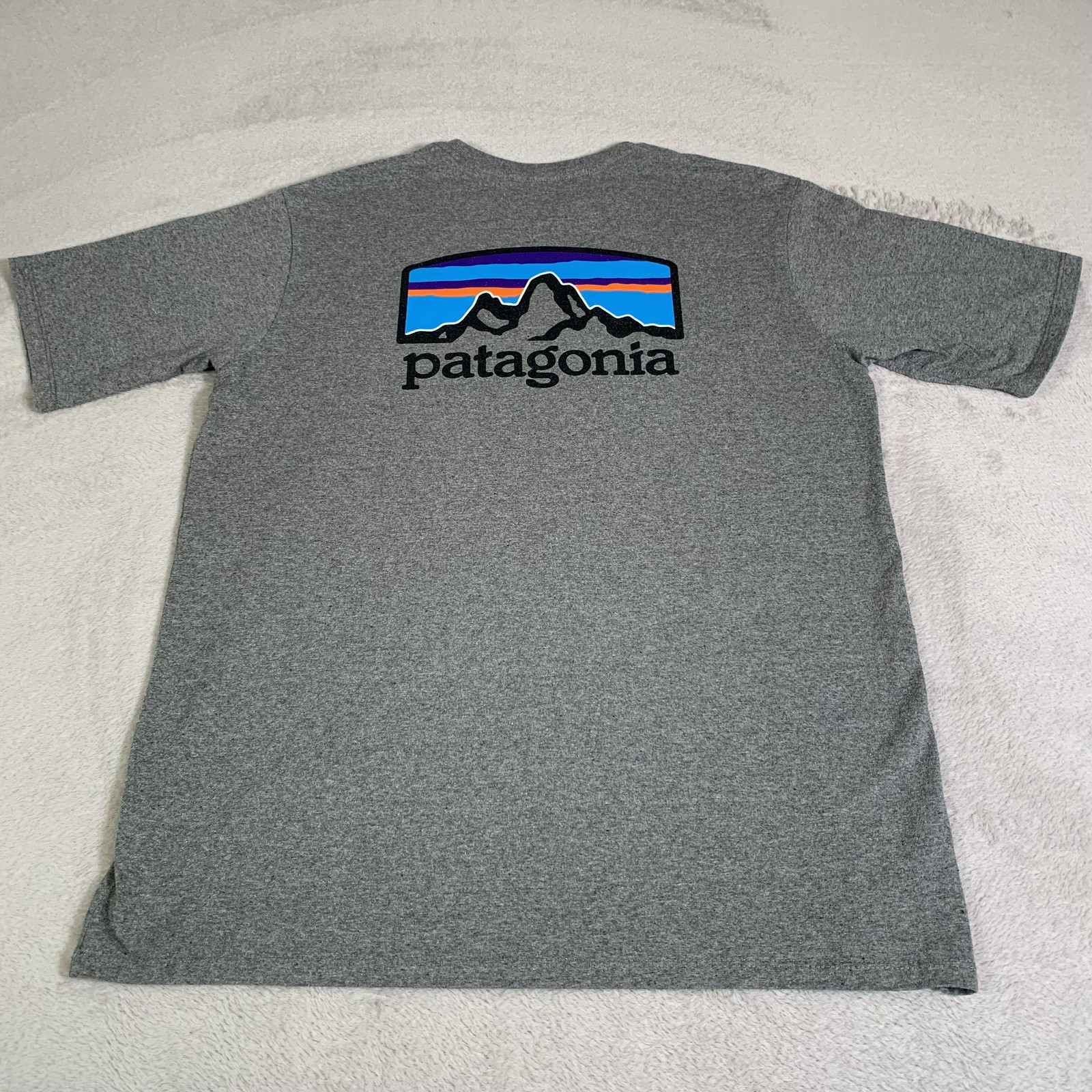 Patagonia Shirt Mens Medium Gray Responsibili-Tee P-6 Logo Mountain Short Sleeve